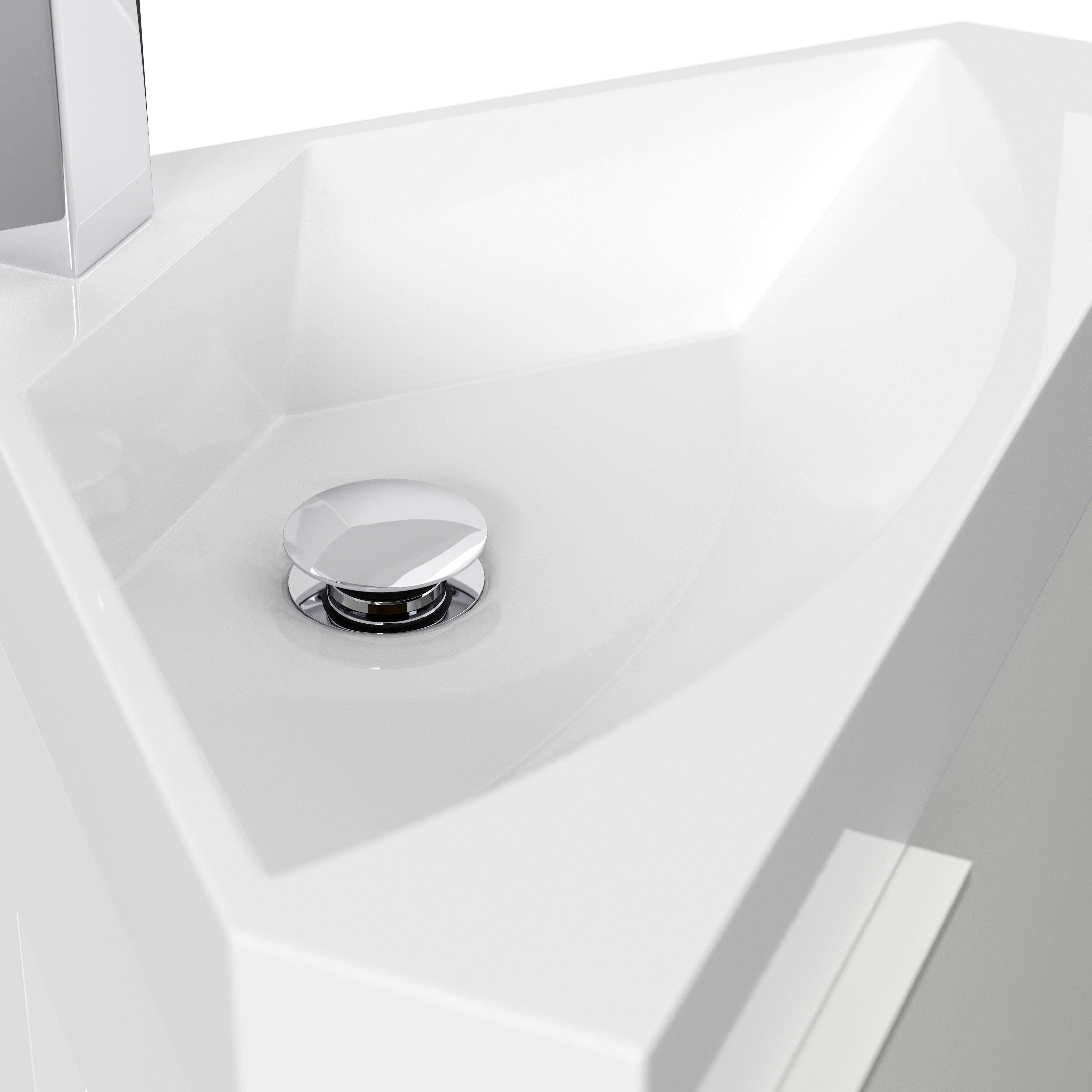 Gäste WC Eckbadmöbel Diamant Slimline Gästebad SoftClose weiß hochglanz