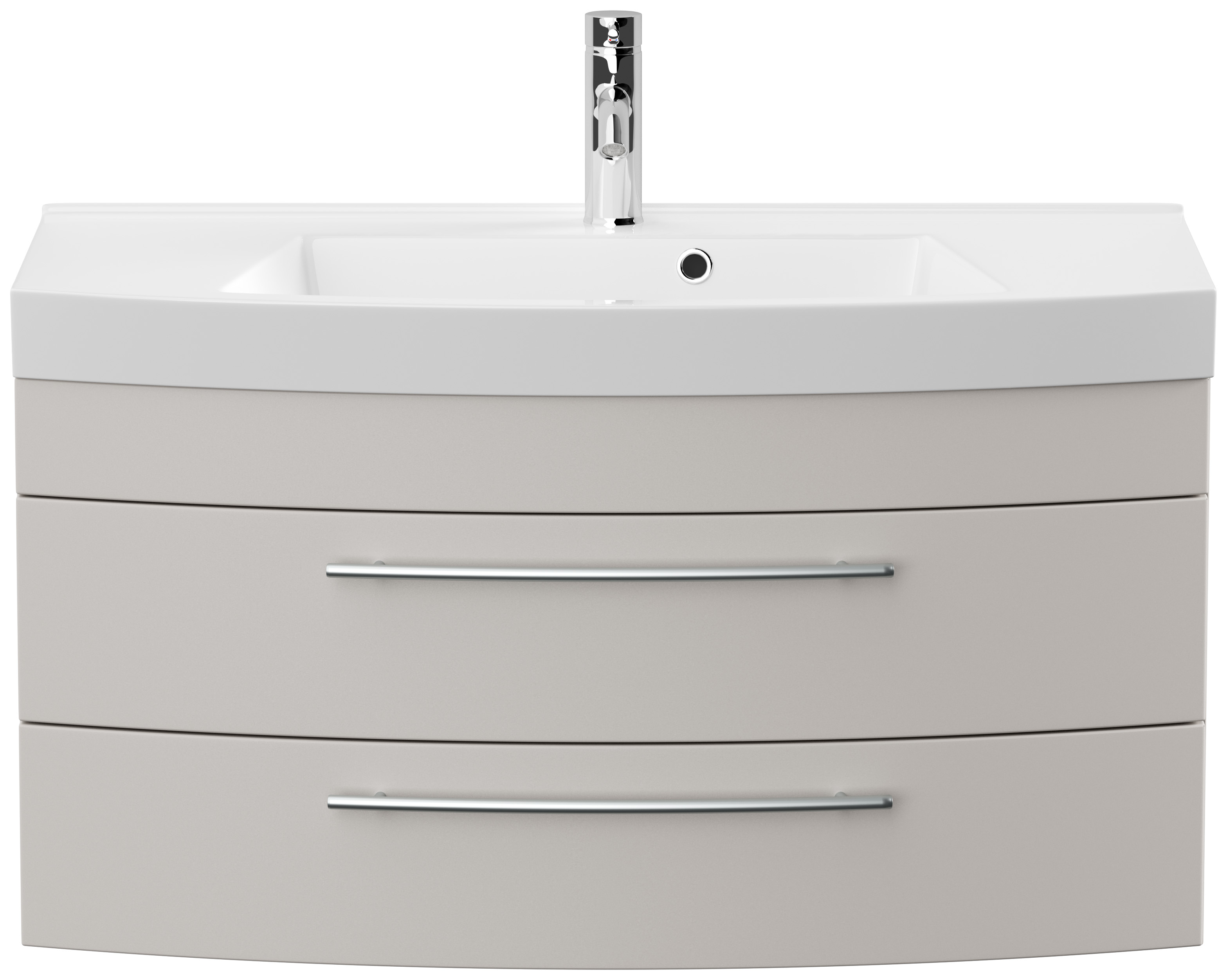 Badmöbel Bella 100 mit runder Front SoftClose lackiert weiss matt