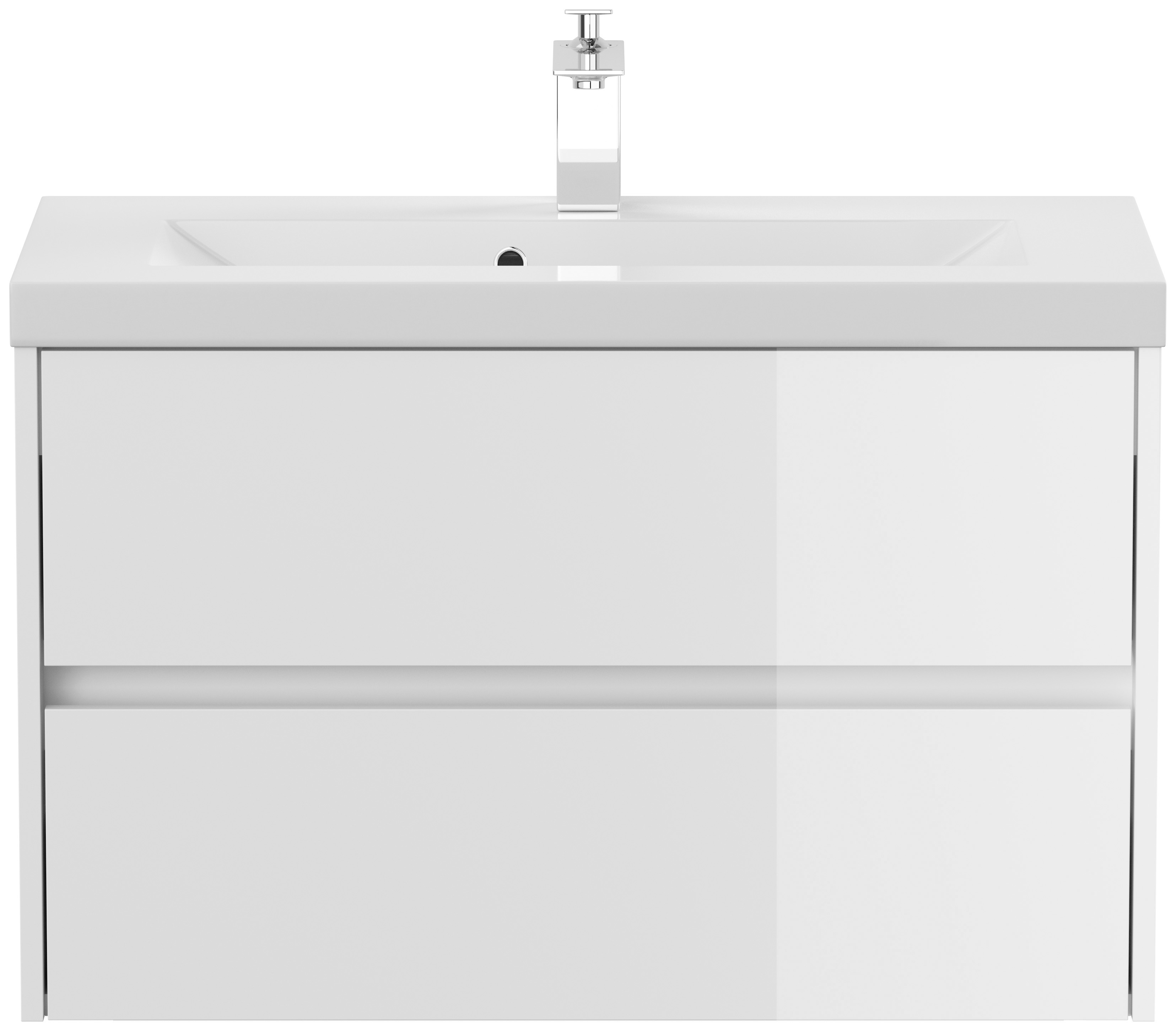 Badmöbel Melora & Waschtisch 80cm 2 Greifraum SoftClose Auszüge weiss hochglanz