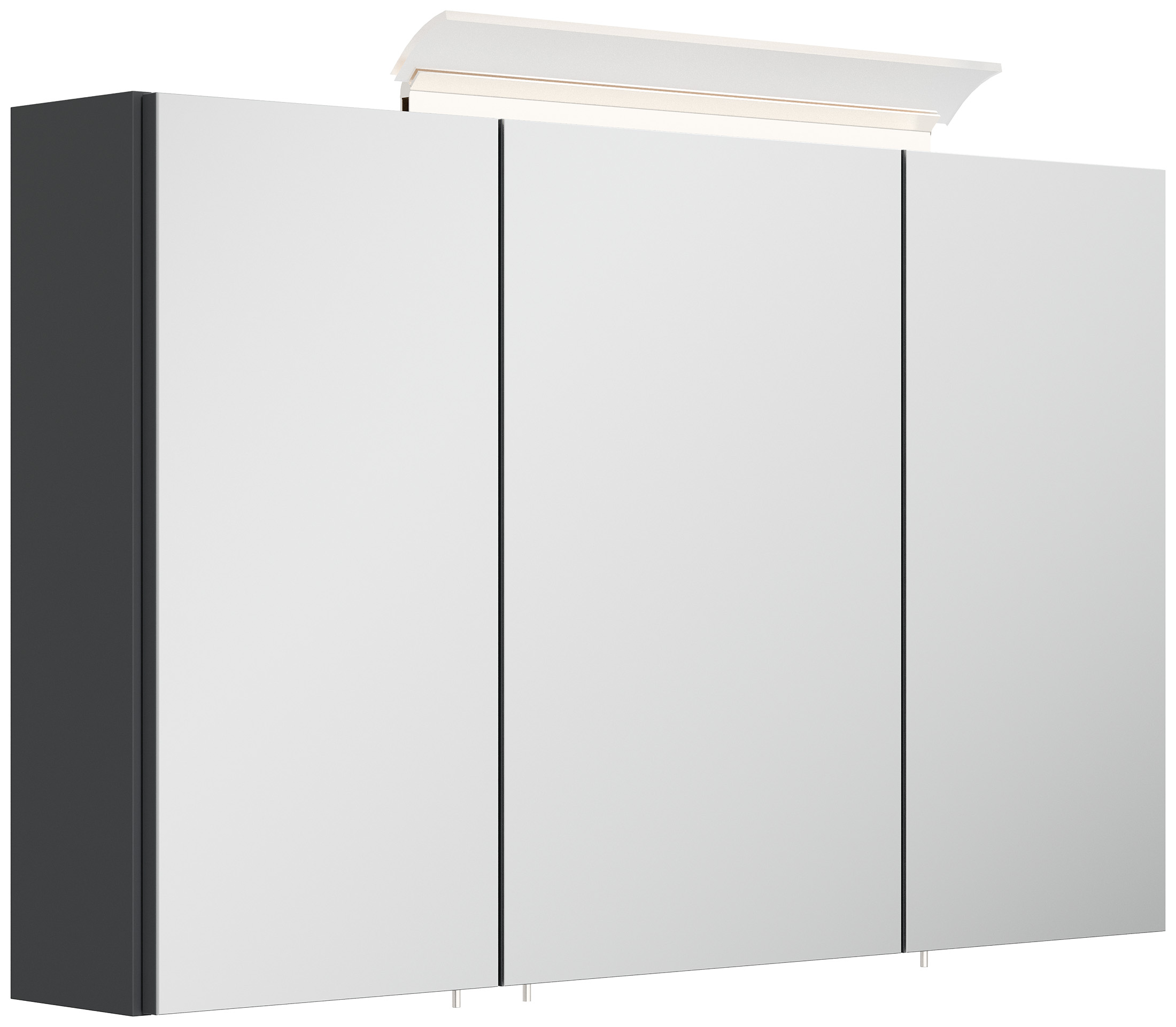 Spiegelschrank 120cm inkl. Design LED-Lampe und Glasböden grafit