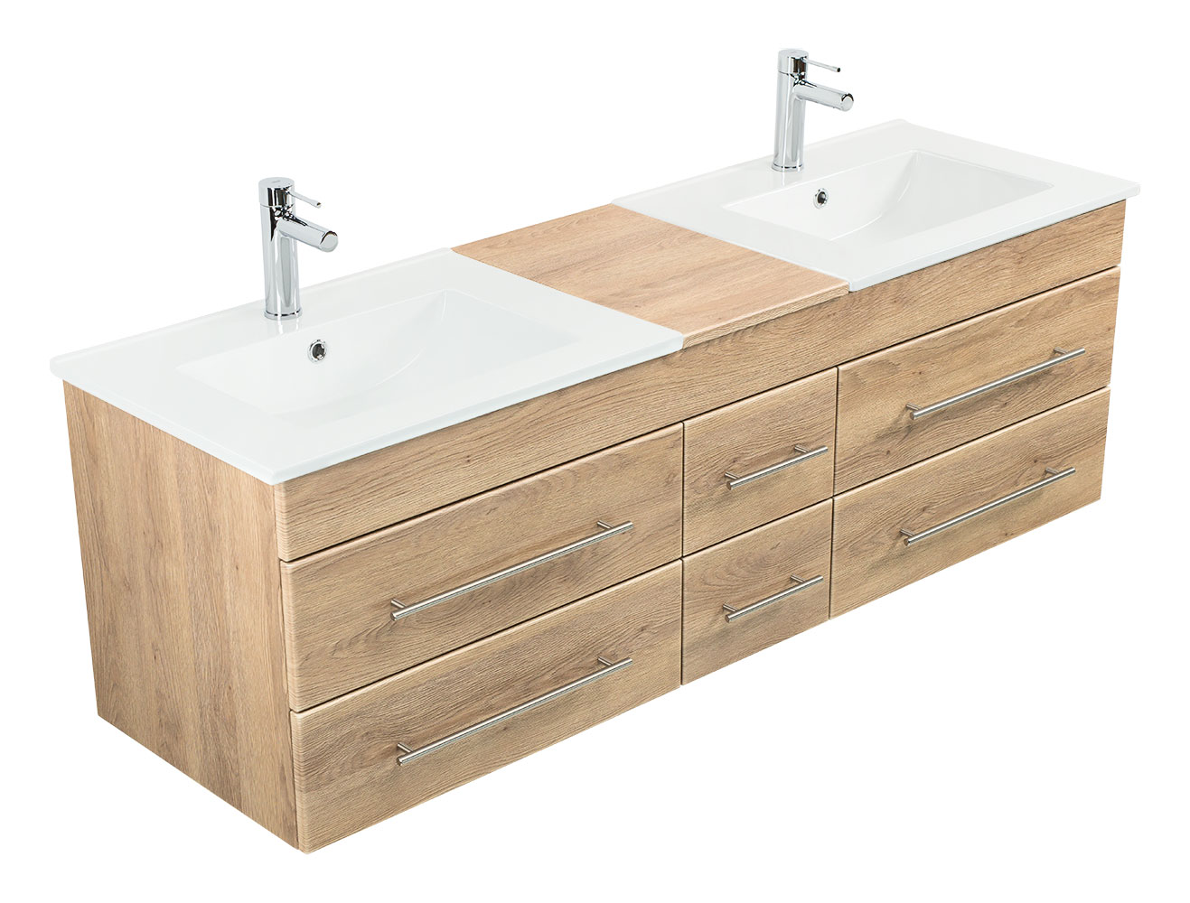 Badmöbel Milano XL 172cm Doppel- Waschtisch SoftClose eiche hell
