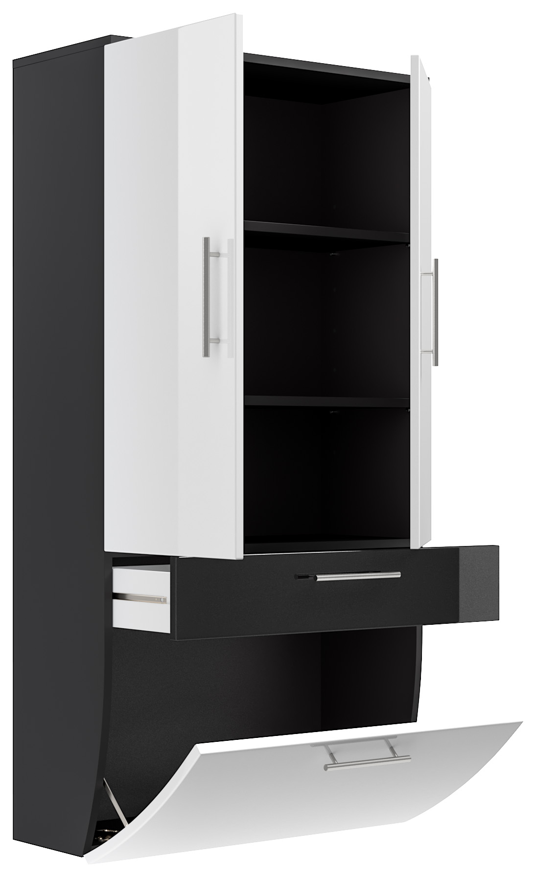 Hochschrank 135x70cm Salona L Weiss / Grafit
