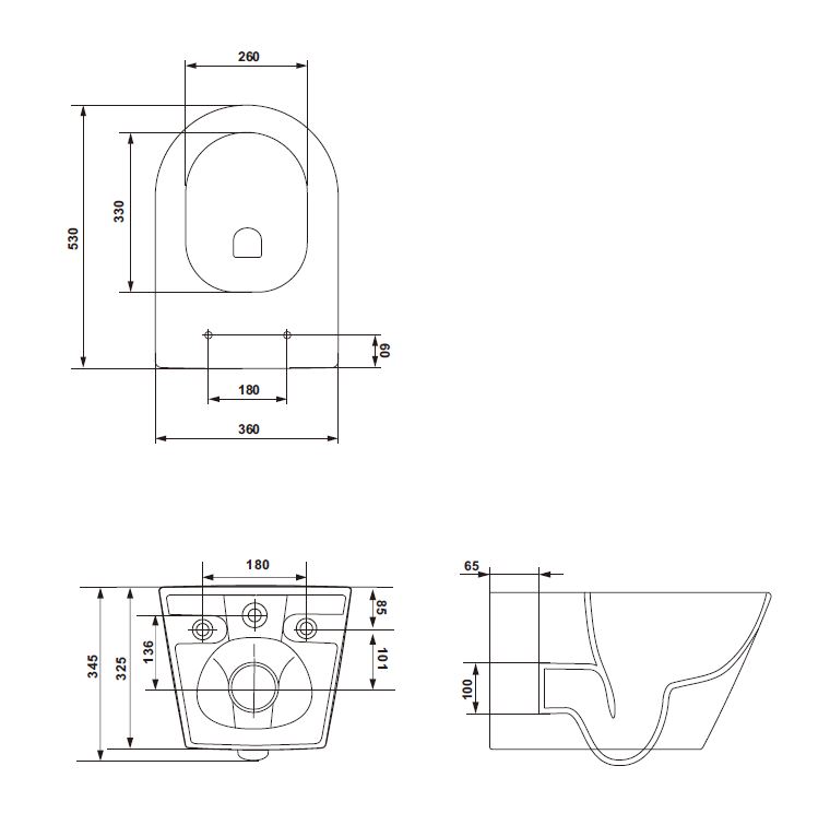 Wand-WC Komplettset KORAL mit WC-Sitz-Absenkenautomatik und Tornado-Spülung