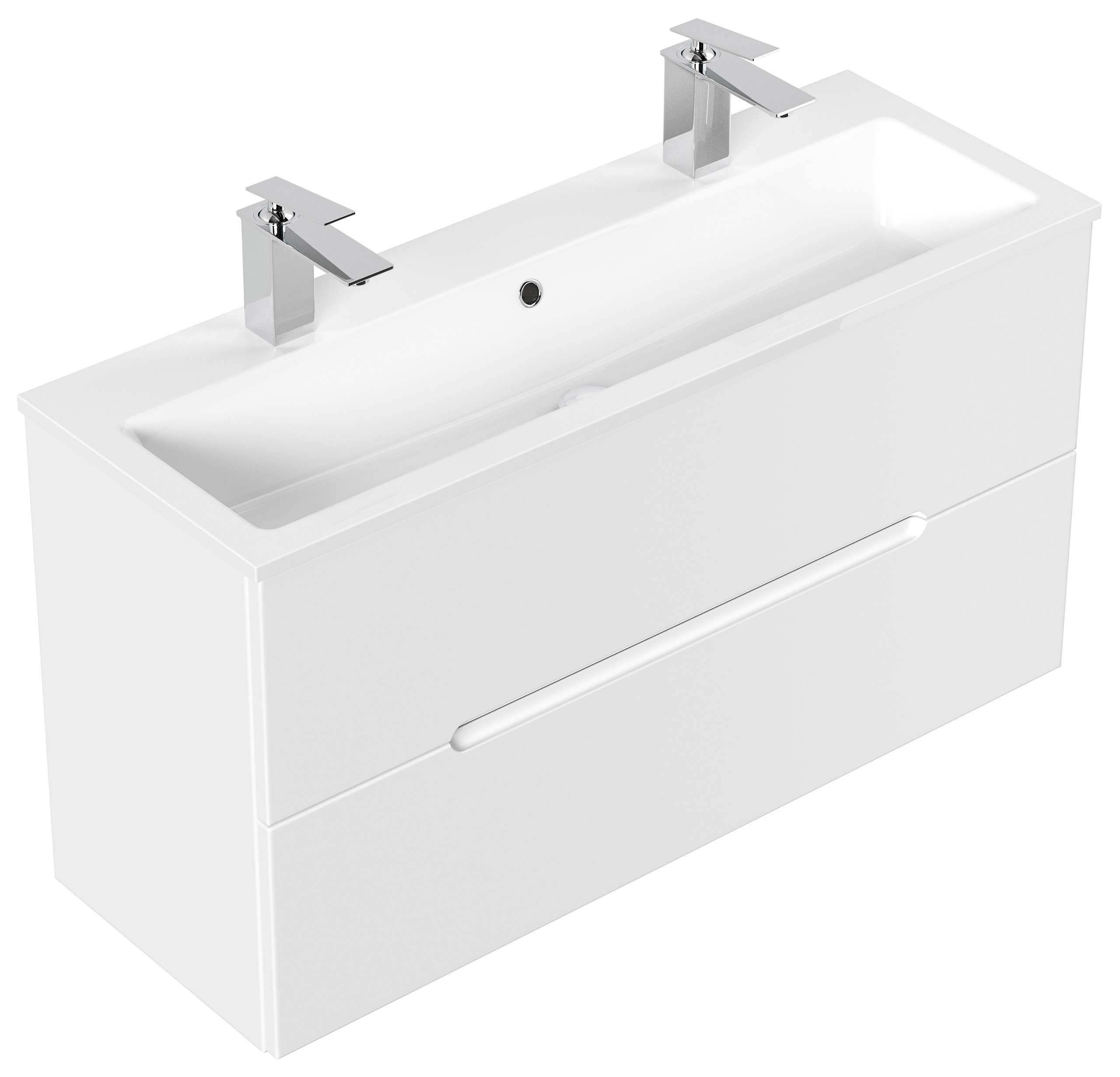 Badmöbel Mars 1000 SlimLine, 2-Hahnloch SoftClose Schubladen weiss matt Badmöbel Mars 1000 SlimLine, 2-Hahnloch SoftClose Schubladen weiss matt