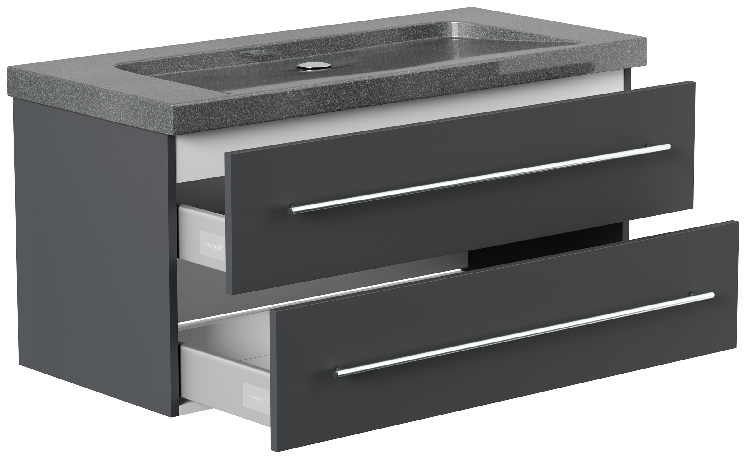 Badmöbel Granit G654 Damo 100 cm ohne Hahnloch SoftClose grafit