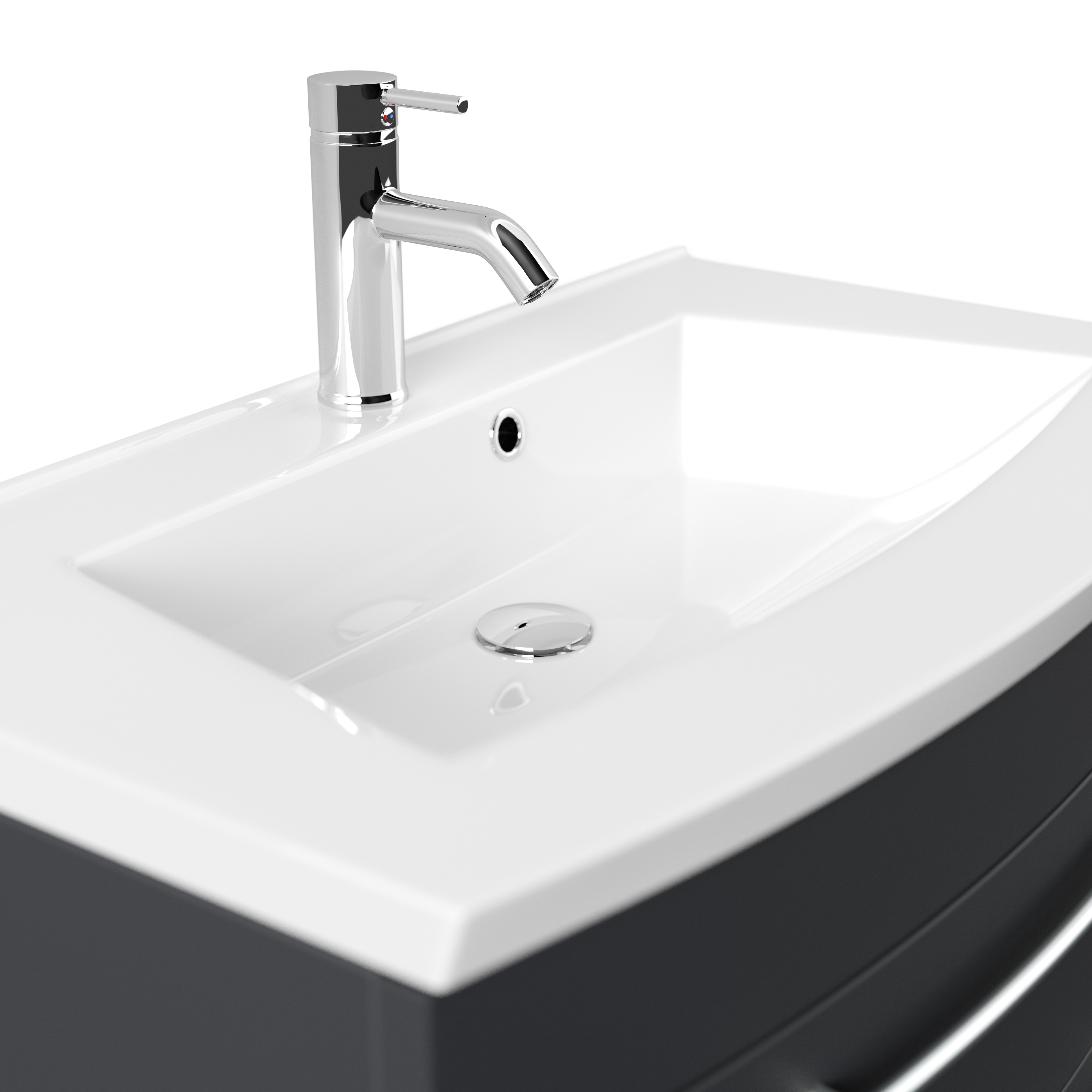Badmöbel Bella 80 mit runder Front SoftClose lackiert grafit matt