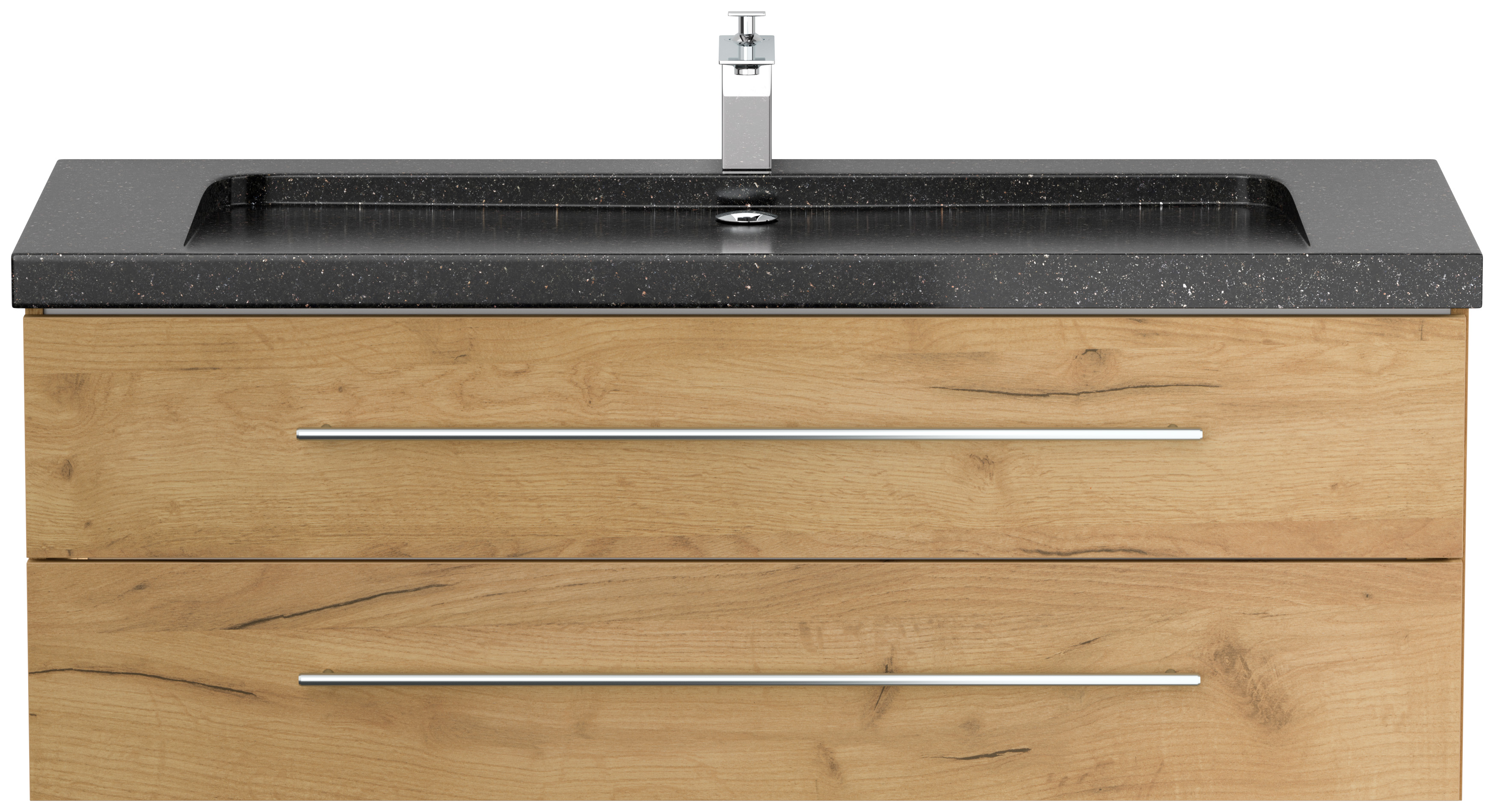Badmöbel Granit Galaxy Black Damo 130 cm 1 Hahnloch SoftClose eiche gold