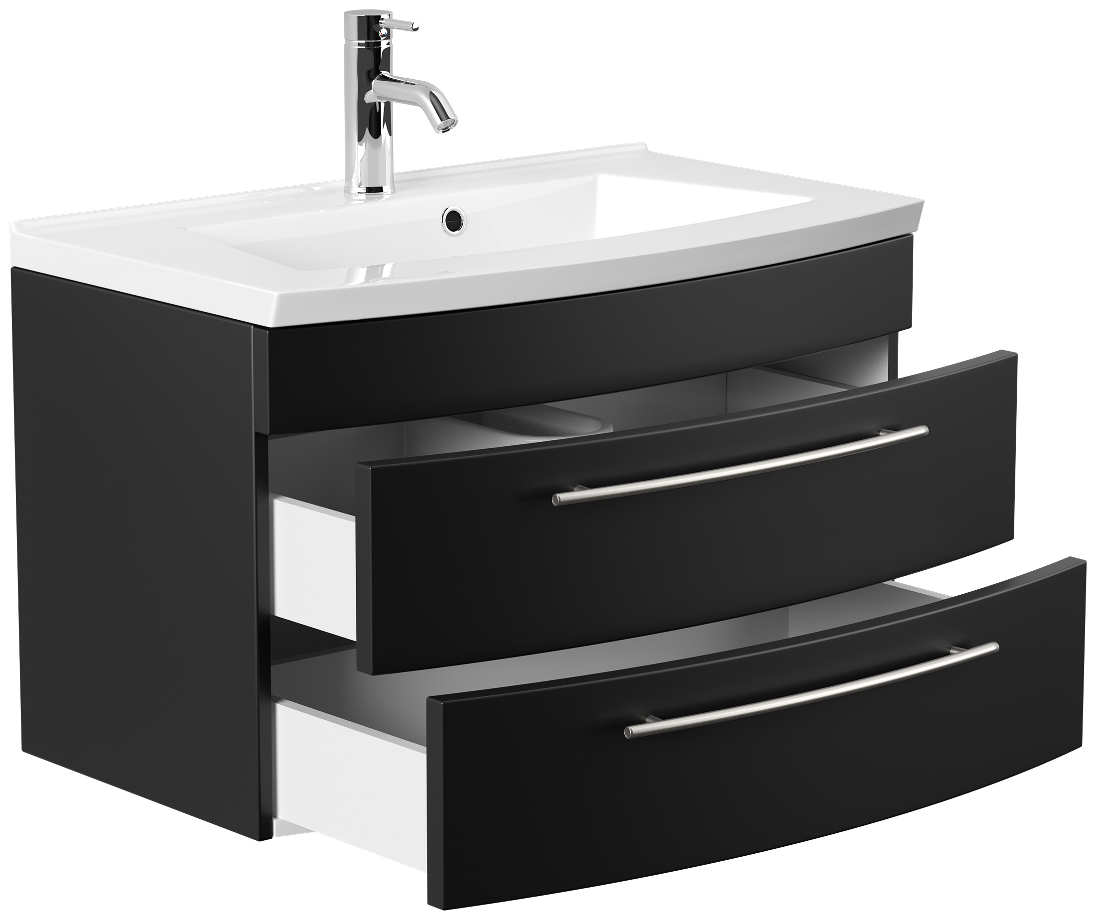 Badmöbel Bella 80 mit runder Front SoftClose schwarz