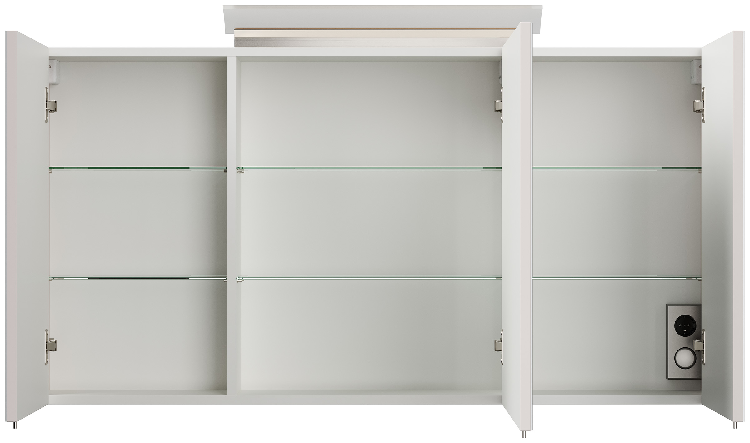 Spiegelschrank 120cm inkl. Design LED-Lampe und Glasböden eiche gold