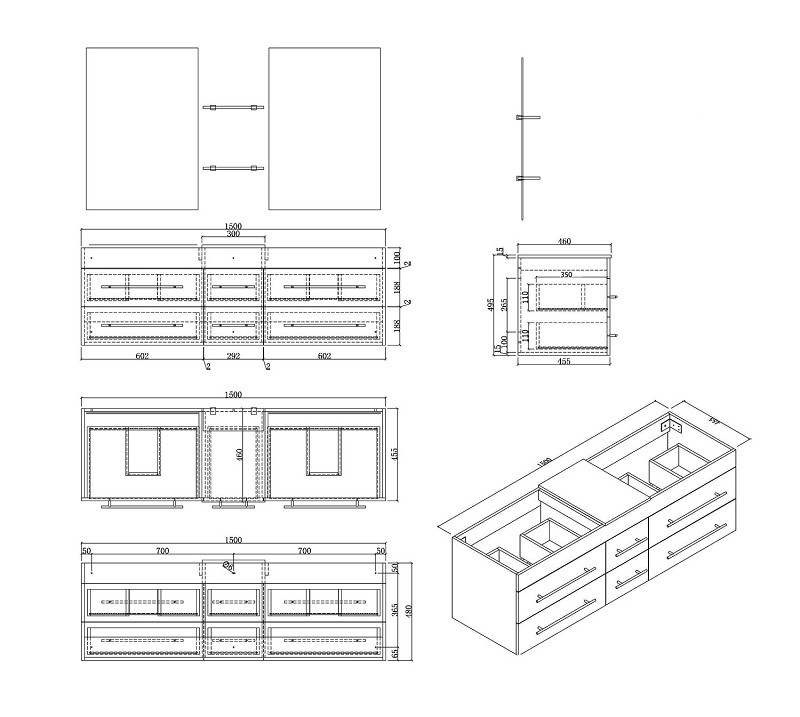 Badmöbel-Set Vitro XL 4-tlg. inkl. Glasbecken LED-Spiegel SoftClose silbereiche