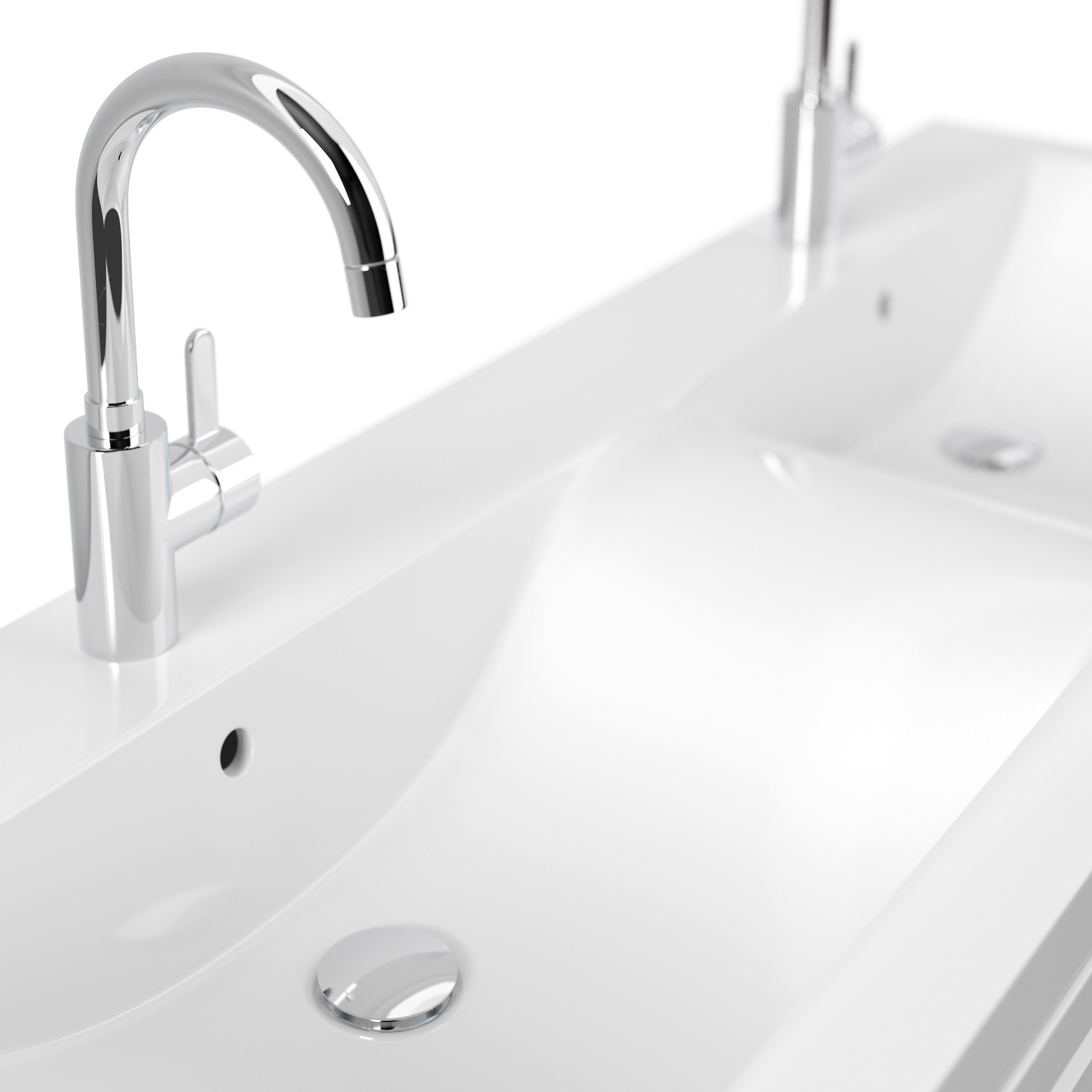 Badmöbel Persepolis XL Cottage Doppel-Waschbecken SoftClose weiss hochglanz
