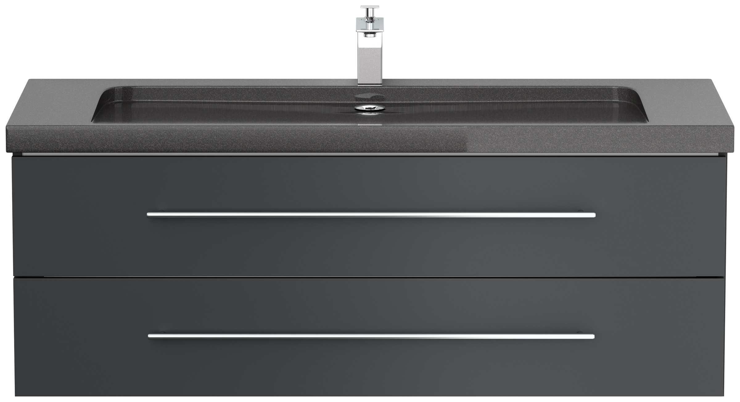 Badmöbel Granit India Black Damo 130 cm 1 Hahnloch SoftClose grafit