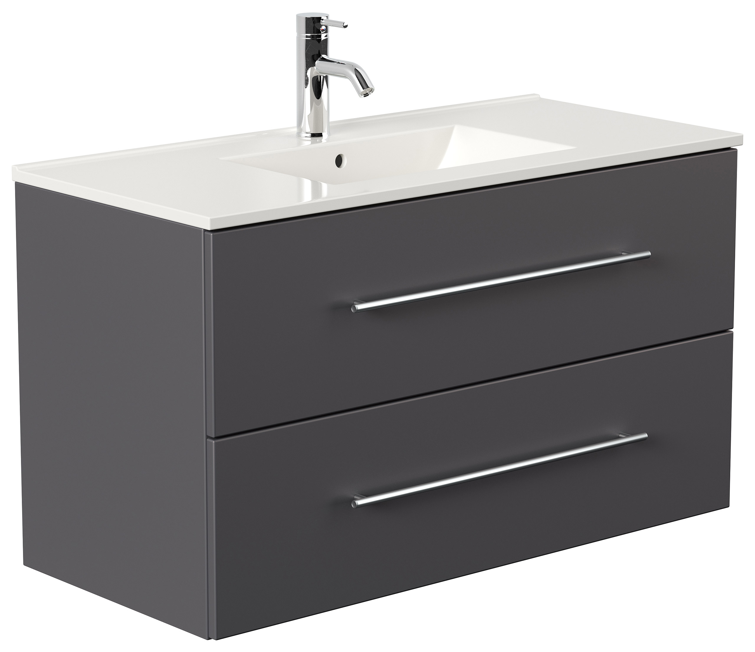 Badmöbel-Set Firenze 100 2 tlg. inkl. Spiegelschrank SoftClose anthrazit