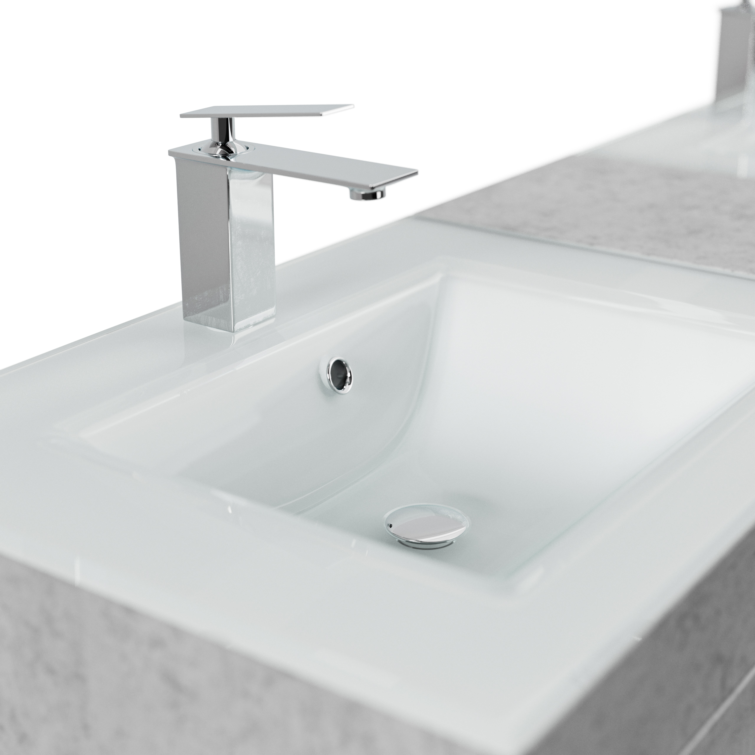 Badmöbel Vitro XL mit Doppel-Glasbecken SoftClose beton