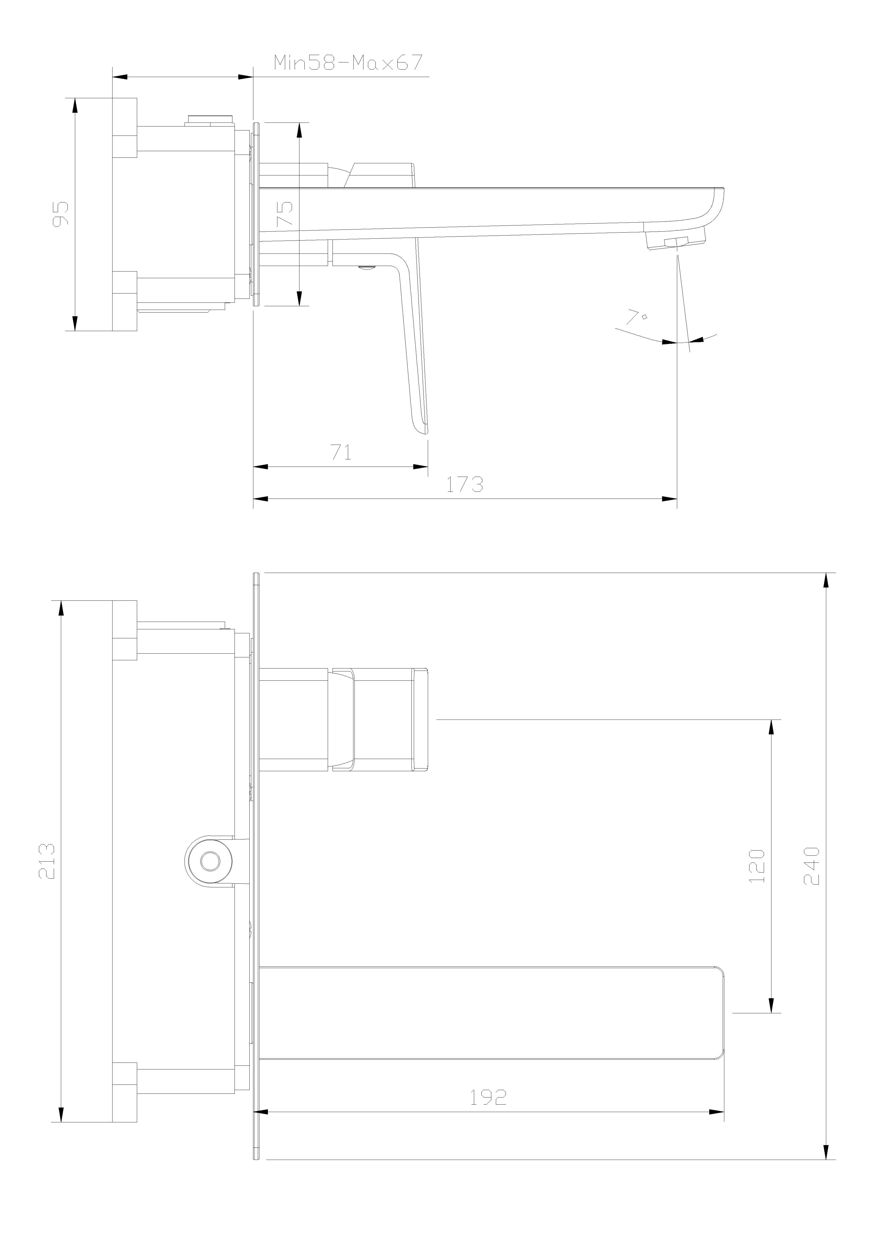 Wand-Waschtischarmatur Nura Schwarz matt Unterputz