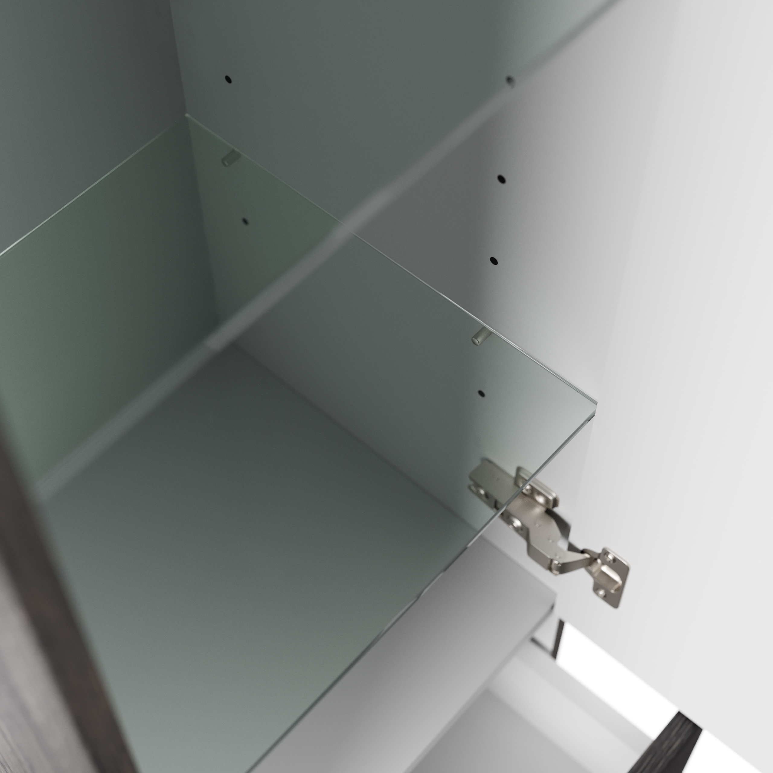 Hochschrank 120 cm anthrazit gemasert mit Glaseinlagen