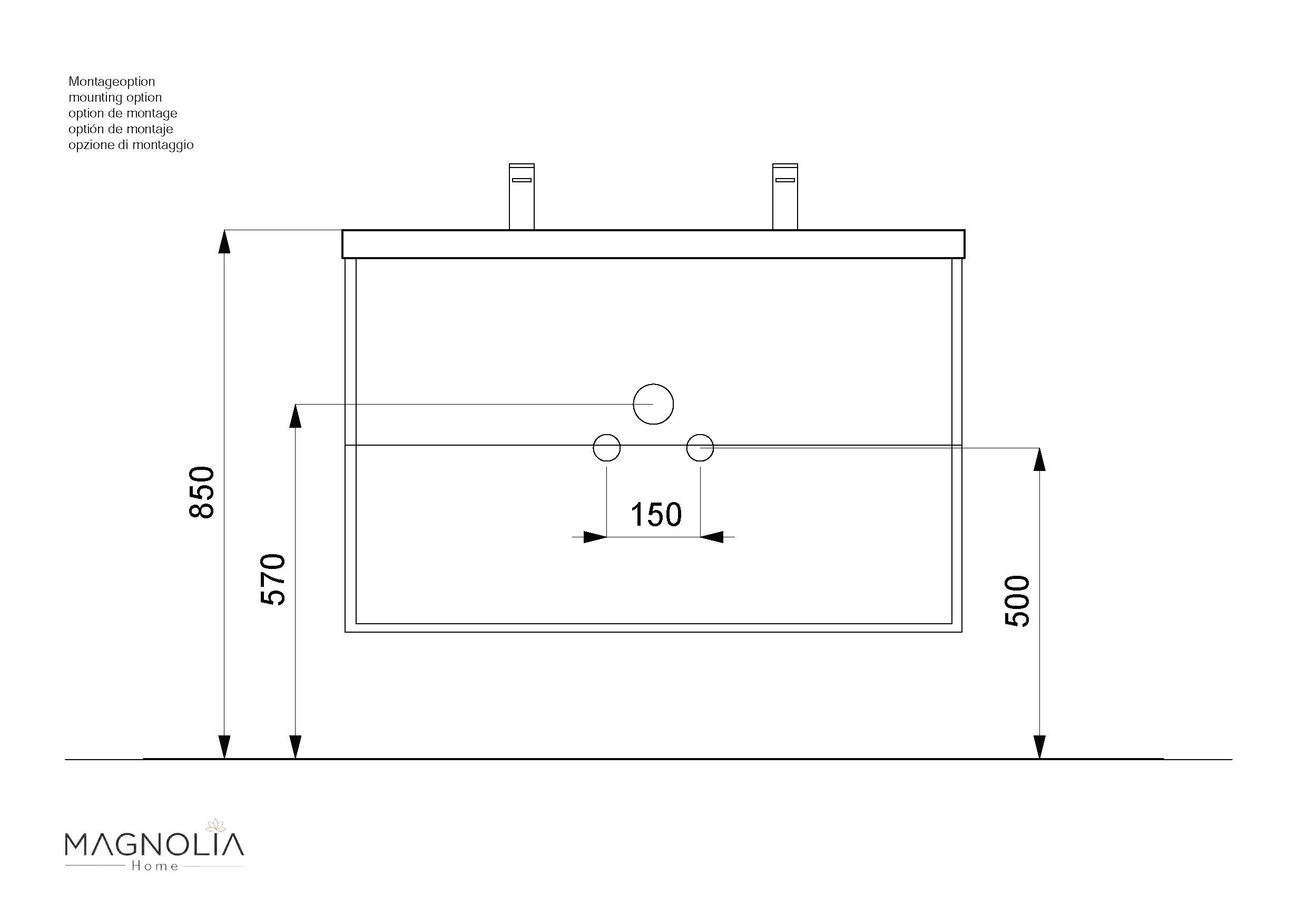 Badmöbel Mars 1000 SlimLine, 2-Hahnloch SoftClose Schubladen eiche klassik
