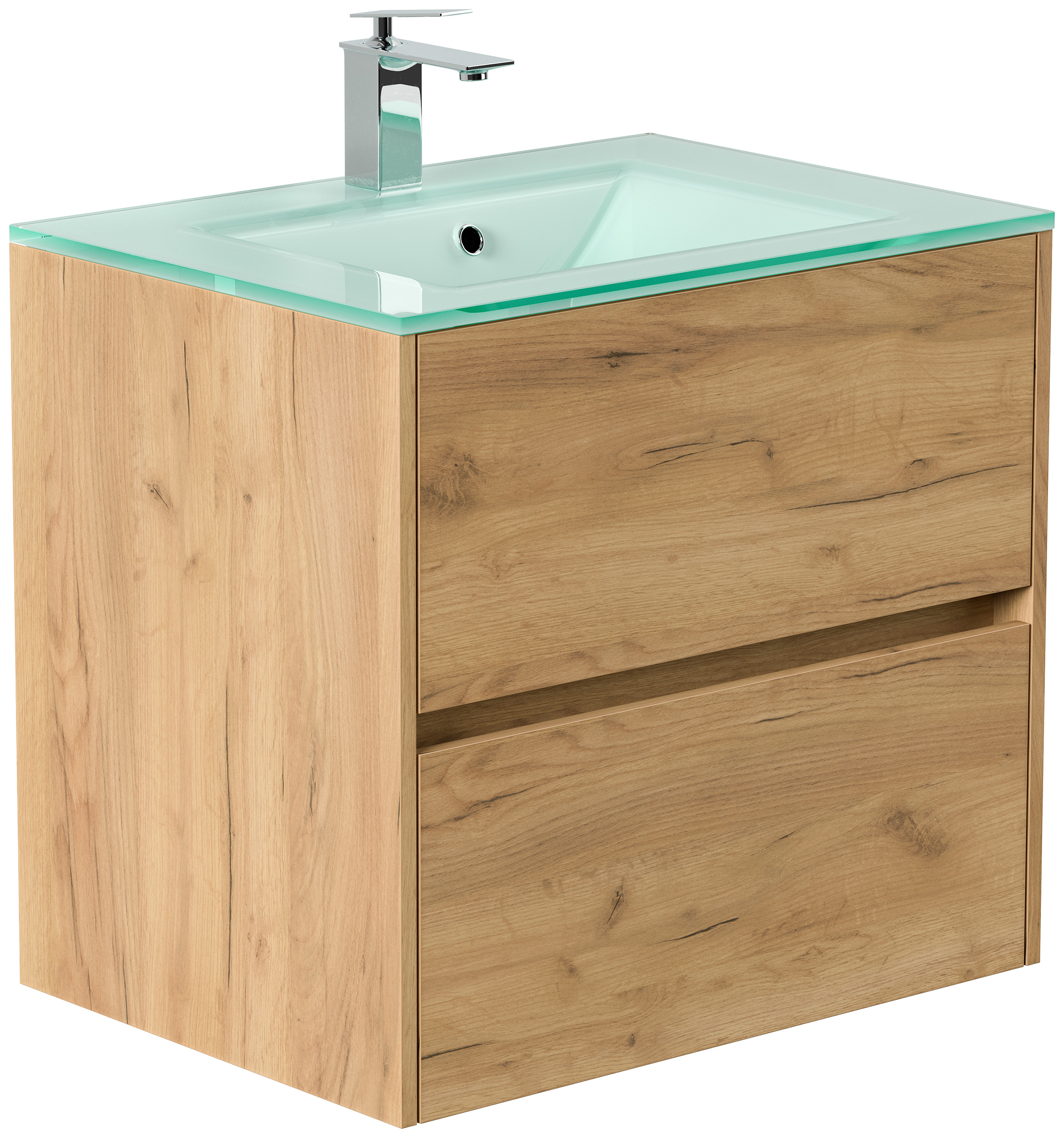 Badmöbel Lina & Waschtisch 70cm 2 Greifraum SoftClose Auszüge eiche gold
