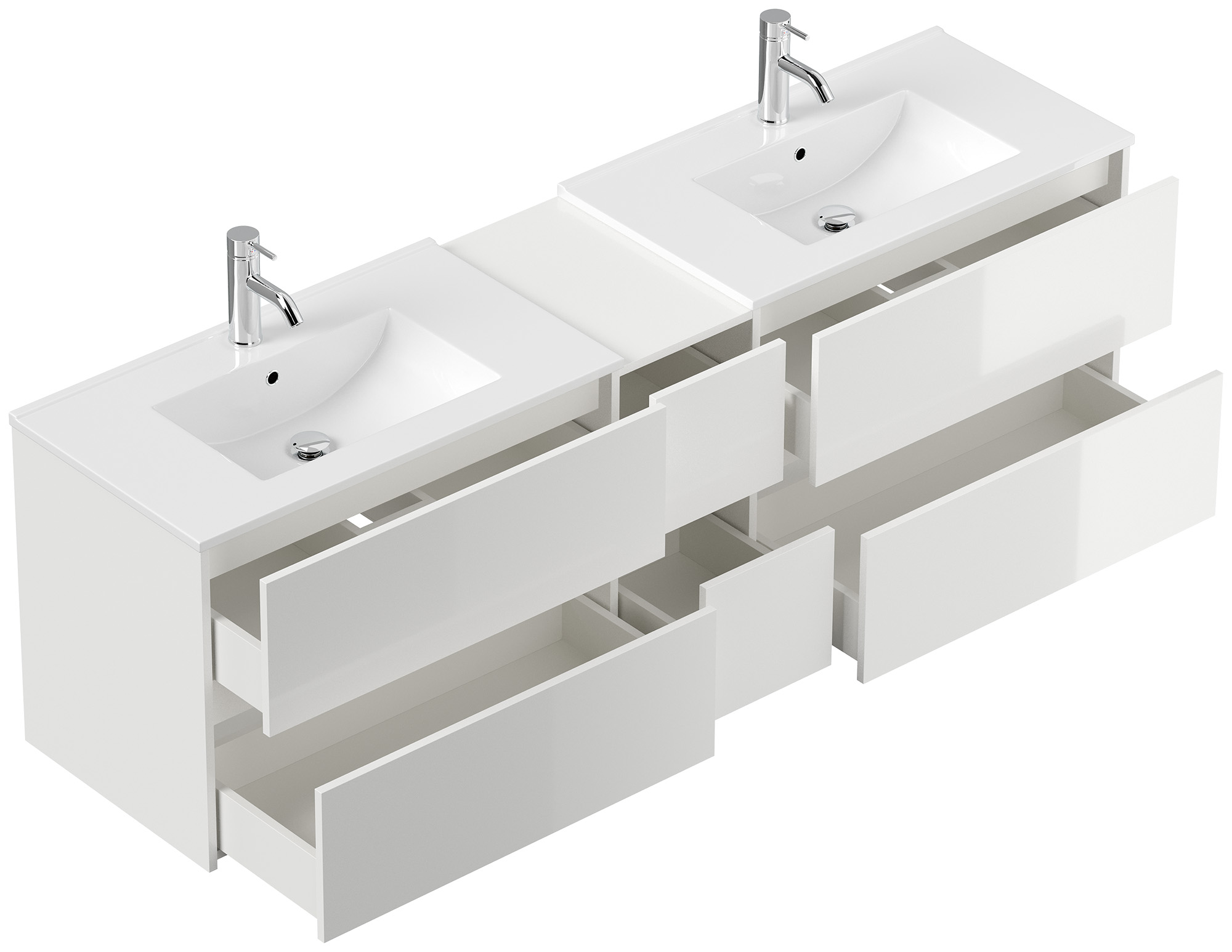 Badmöbelset Taifun 190cm 3tlg mit 2x Spiegelschrank weiß Hgl