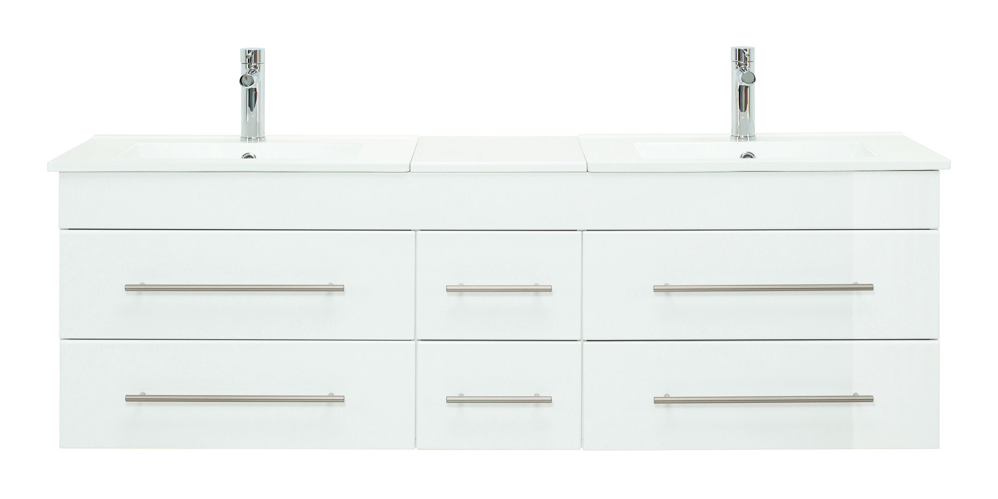 Badmöbel Milano XL 172cm Doppel- Waschtisch SoftClose weiss hochglanz