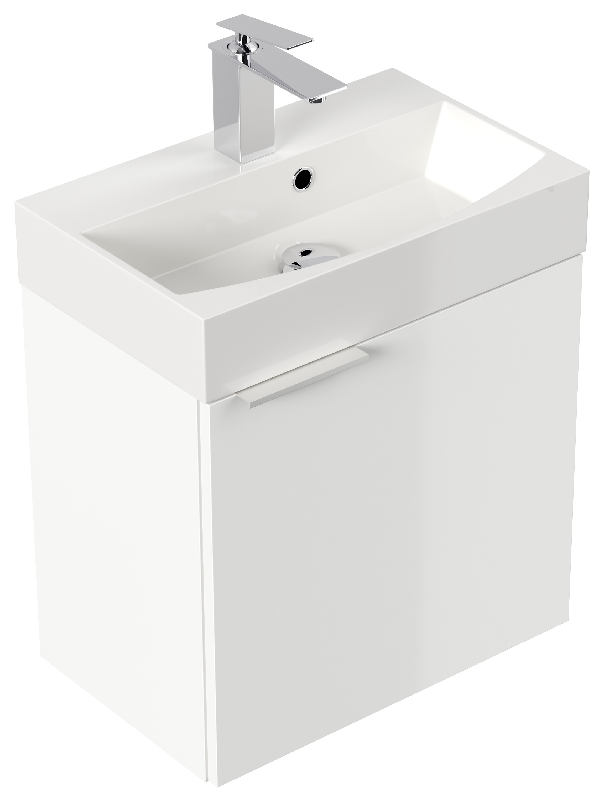 Gäste WC Badmöbel Kubus Slimline 50cm SoftClose weiß hochglanz