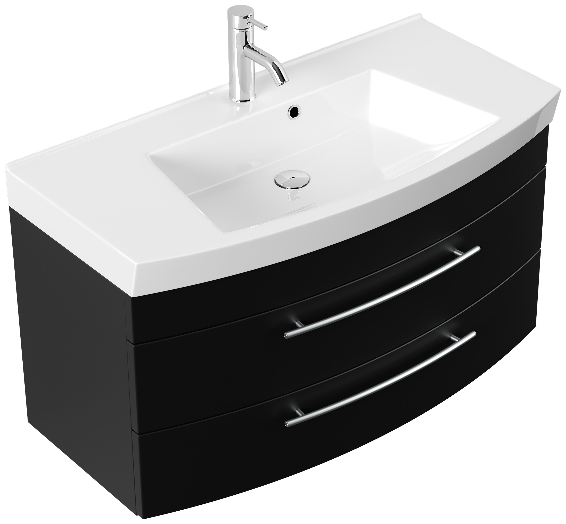 Badmöbel Bella 100 mit runder Front SoftClose schwarz