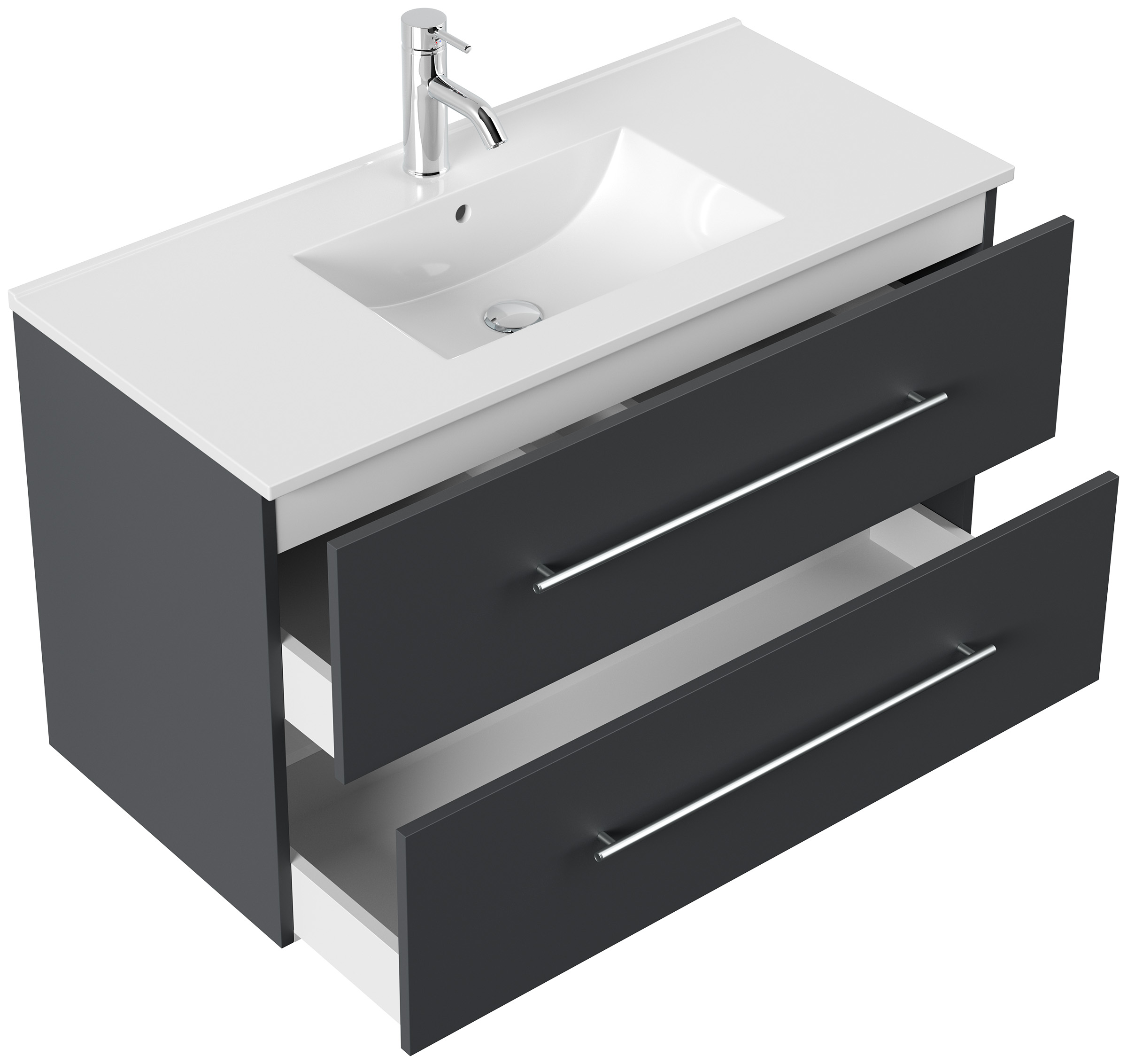 Badmöbel Set Firenze 100 3tlg. Spiegelschrank & Hochschrank grafit