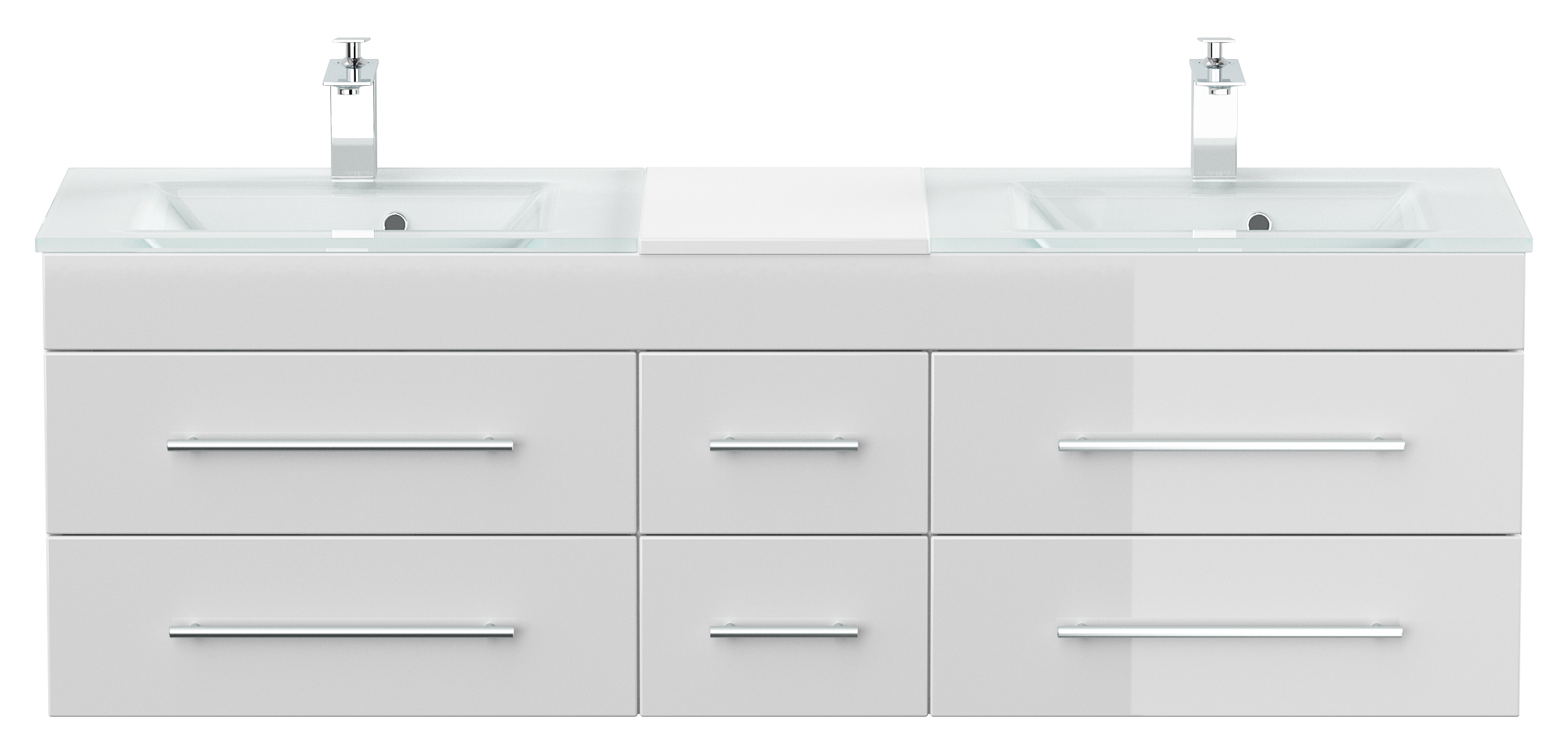 Badmöbel Vitro XL mit Doppel-Glasbecken SoftClose weiss hochglanz