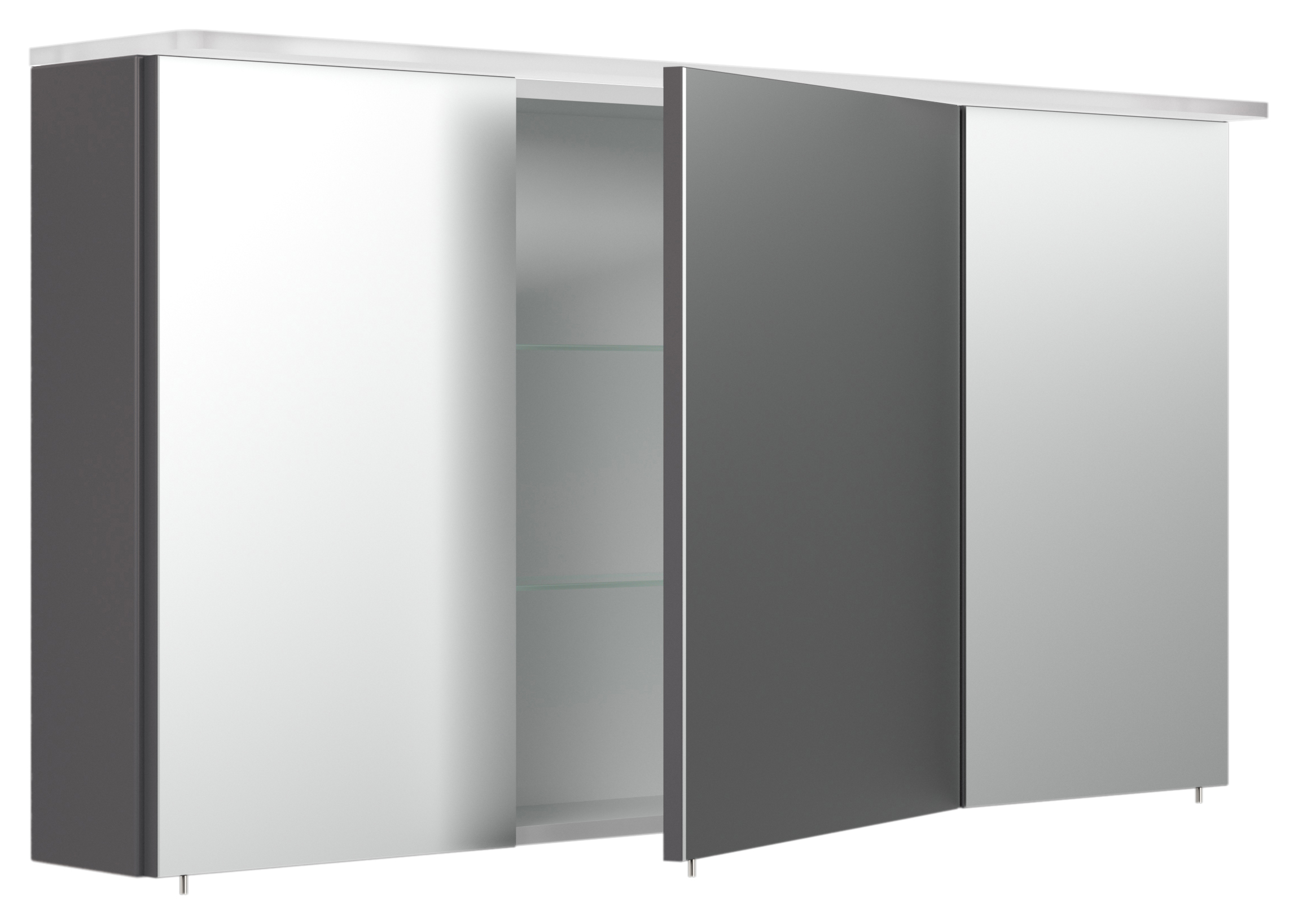 Spiegelschrank 120cm inkl.Design Acryl-Lampe und Glasböden anthrazit