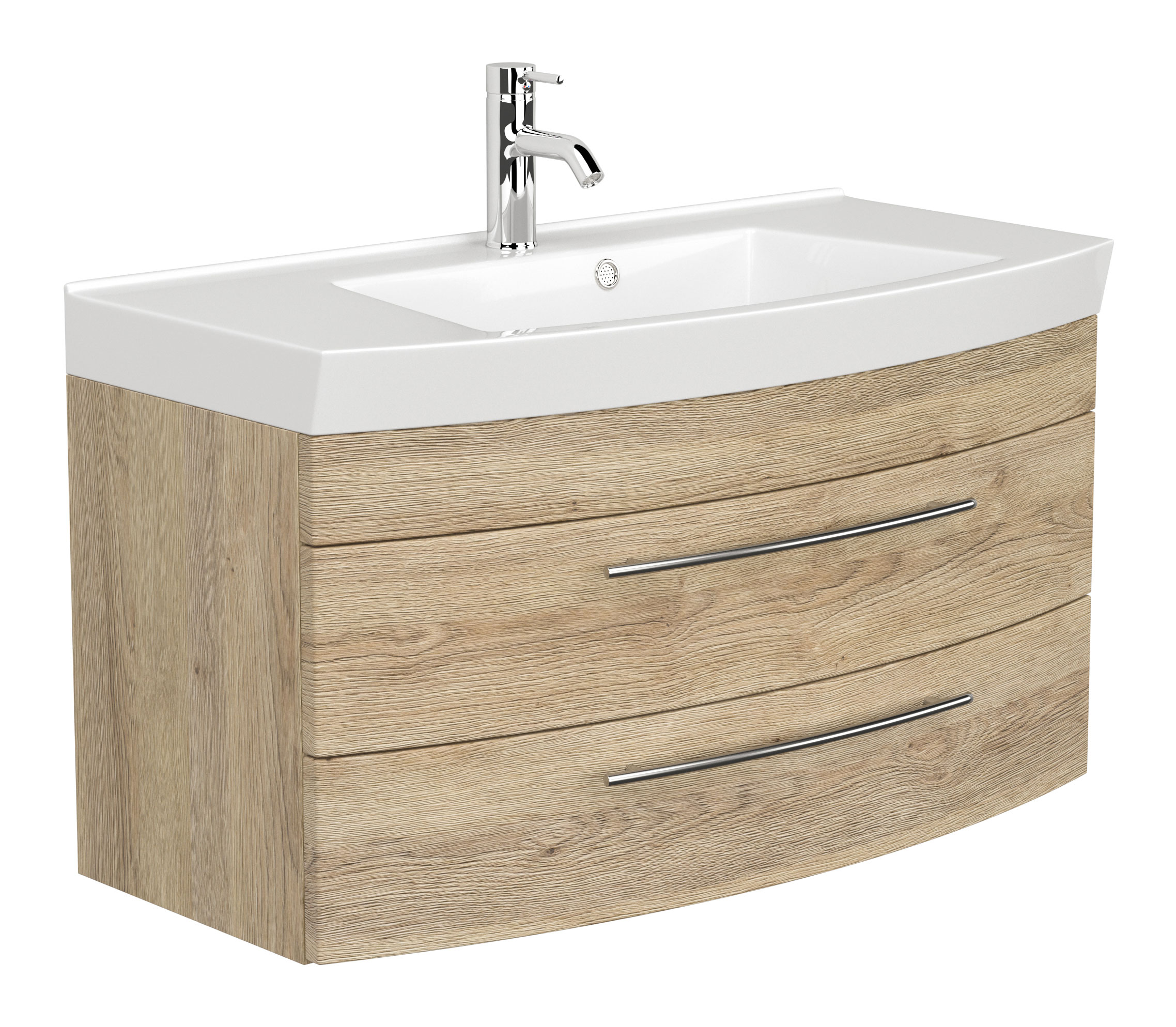Badmöbel-Set Toscana 100 cm (3-teilig) SoftClose eiche hell