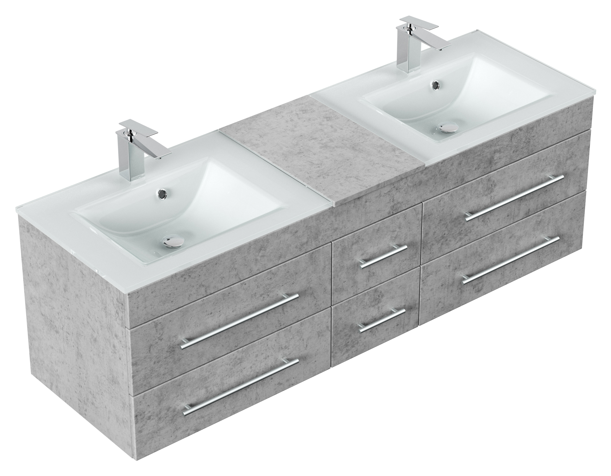 Badmöbel Vitro XL mit Doppel-Glasbecken SoftClose beton