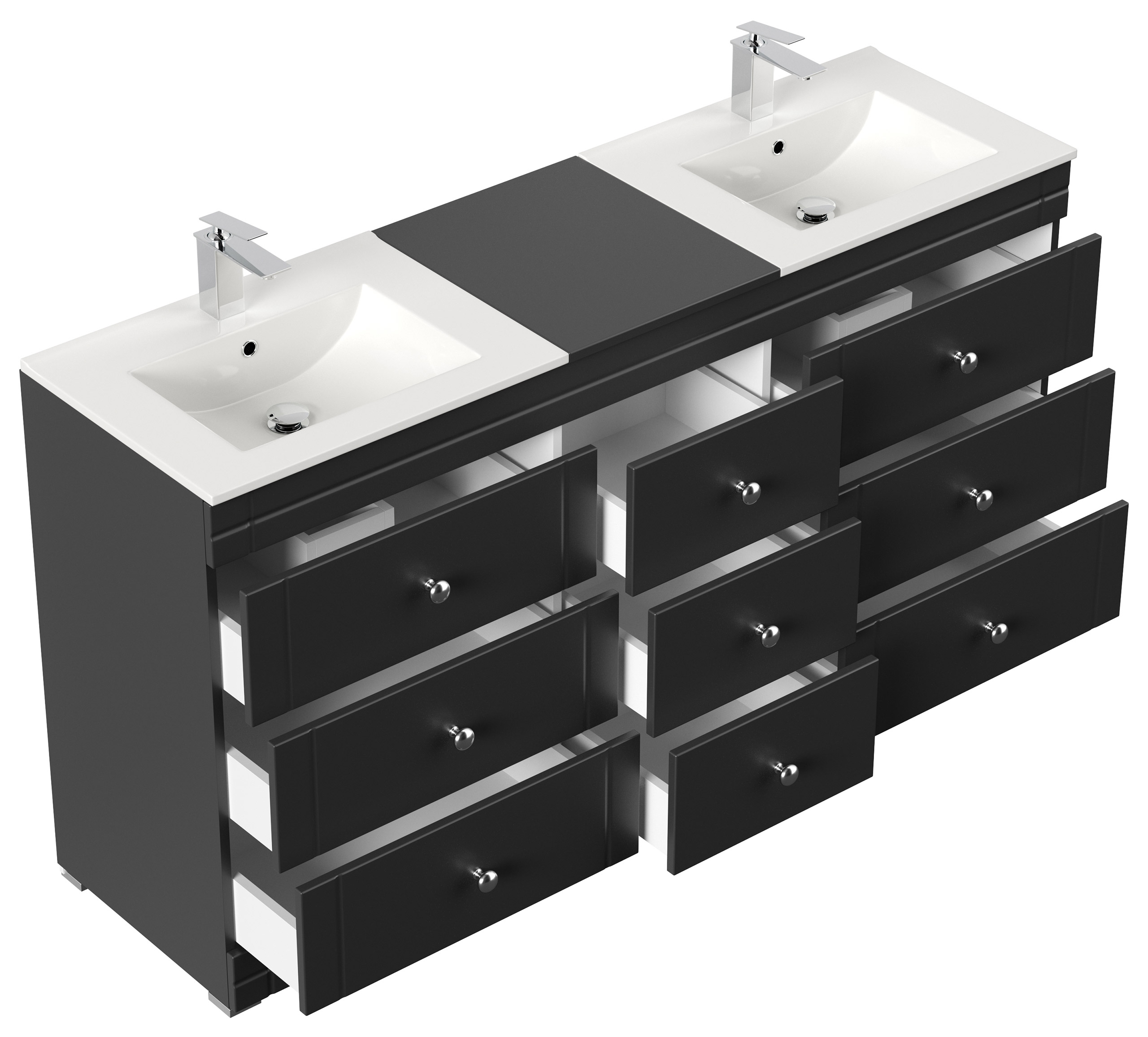 Stand Badmöbel Cosmo Klassik SoftClose schwarz