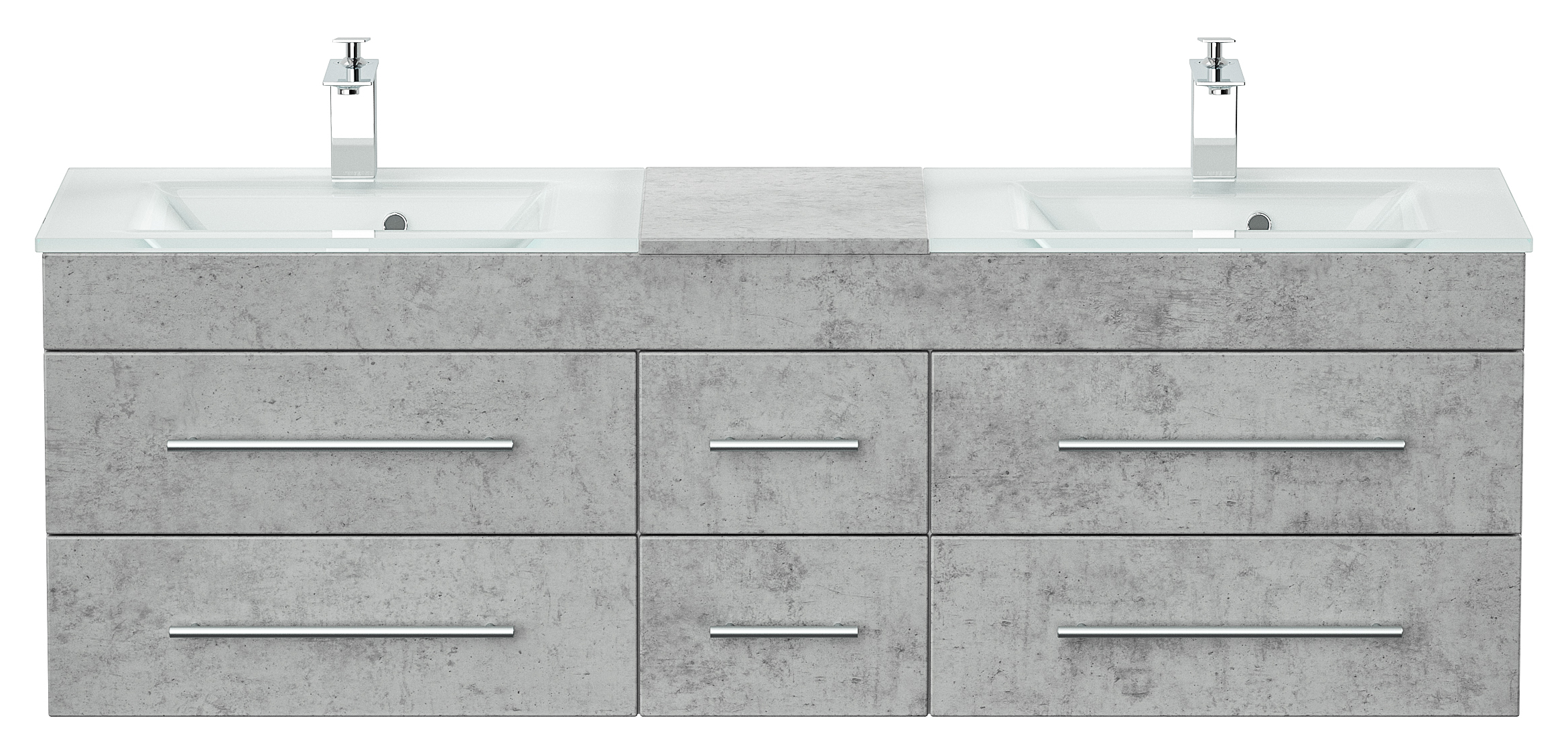 Badmöbel Vitro XL mit Doppel-Glasbecken SoftClose beton