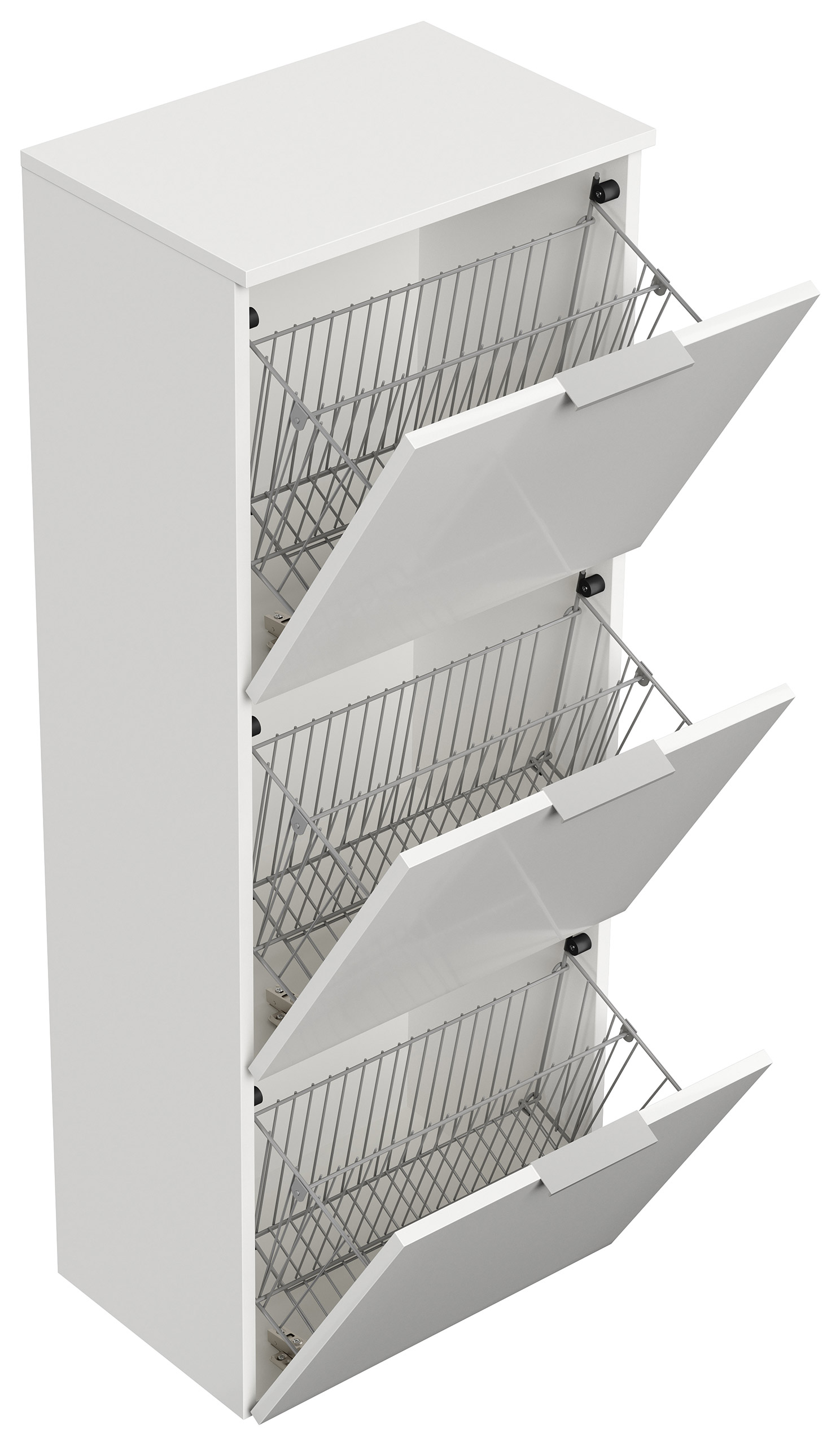 Schuhschrank Domus-L 3 Klappen 12 Paar Schuhe lackiert Weiß Hgl
