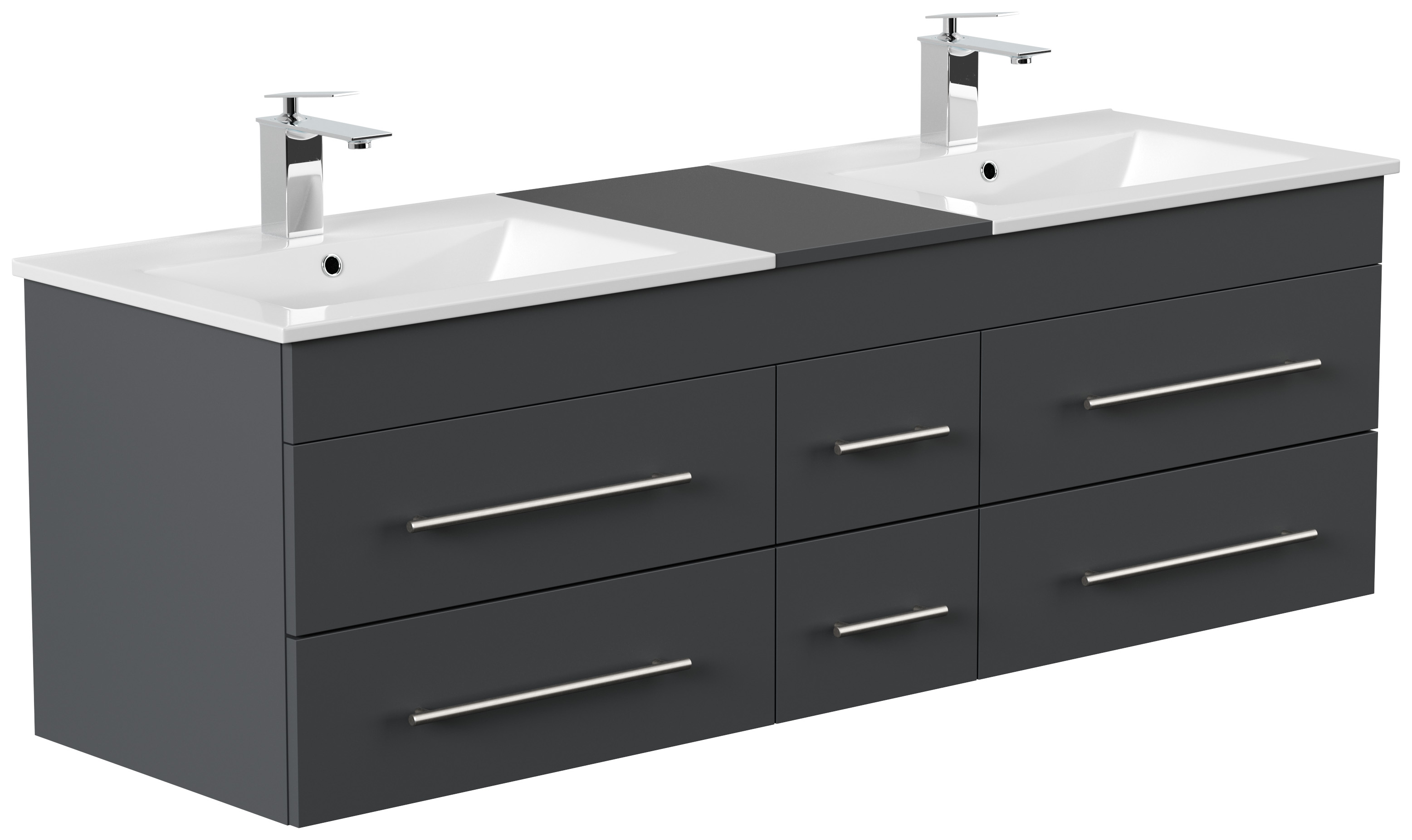 Badmöbelset Roma XL 4-teilig LED-Spiegel Seitenschrank 3er Boxen grafit
