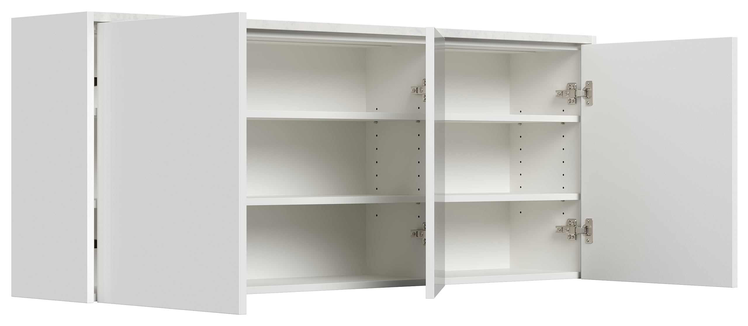 Premium Schuhschrank Alba-XL Quarztop 3 Türen 18 Paar Weiss Hochglanz