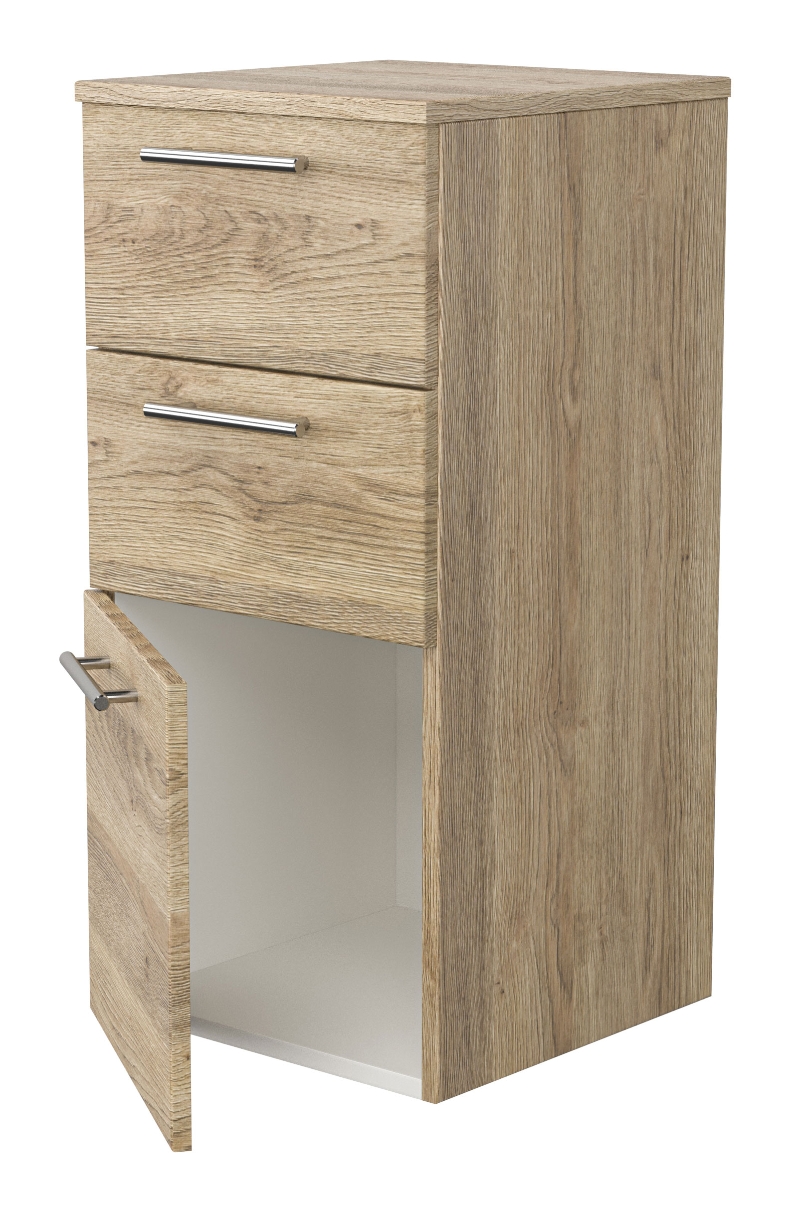 Badschrank-Set - Midischrank 75cm und Hängeschrank 62cm eiche hell
