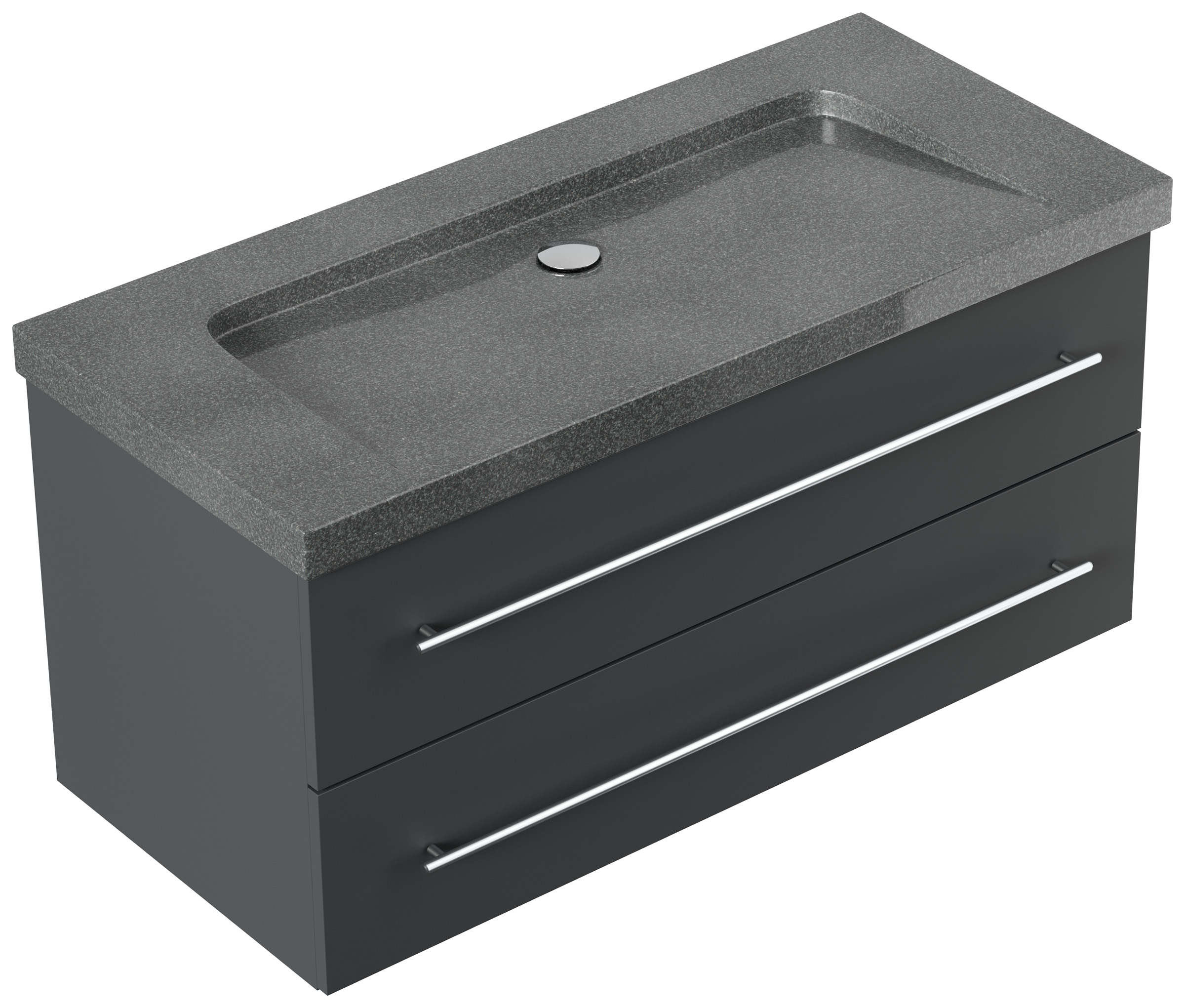 Badmöbel Granit G654 Damo 100 cm ohne Hahnloch SoftClose grafit
