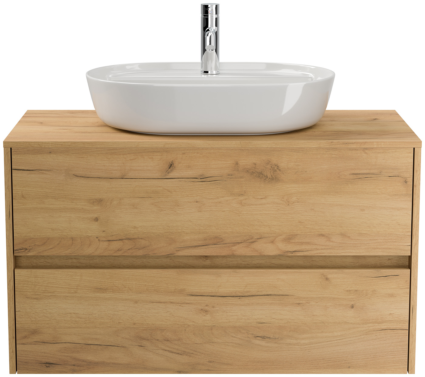 Badmöbel Taifun 100cm mit Design Aufsatzwaschbecken eiche gold