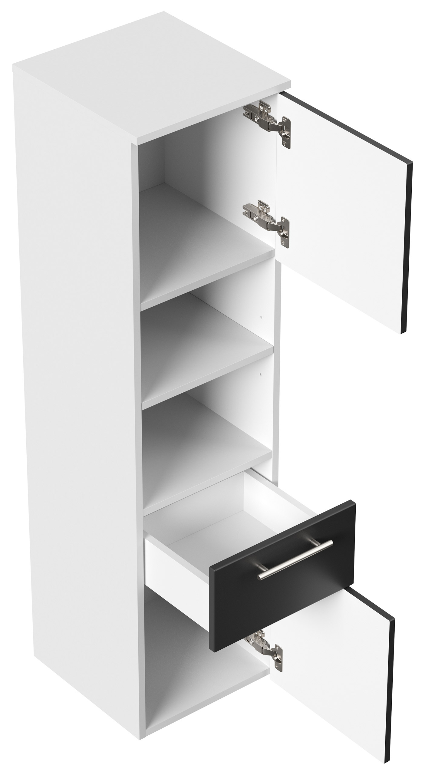 Hochschrank SANTINI 135cm weiss matt mit Fronten in schwarz