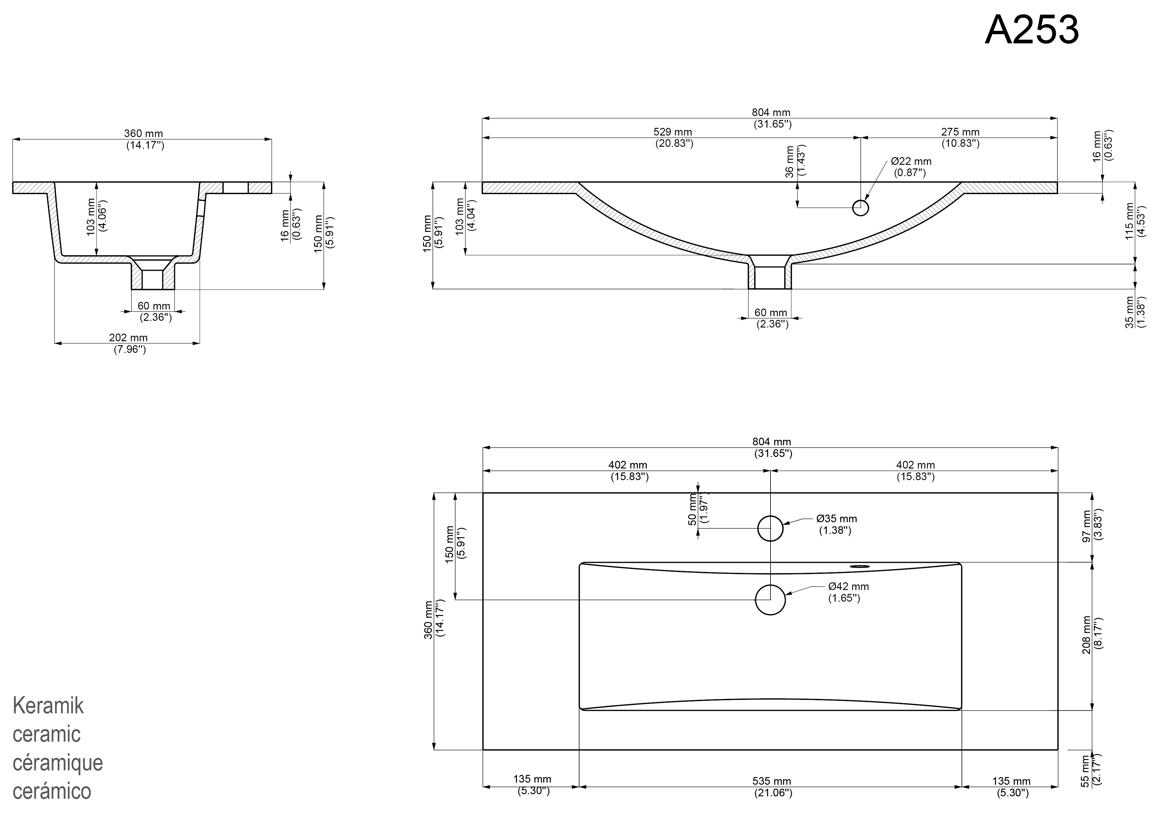 Badmöbel Set Taifun Slimline 80cm & LED Spiegel grafit
