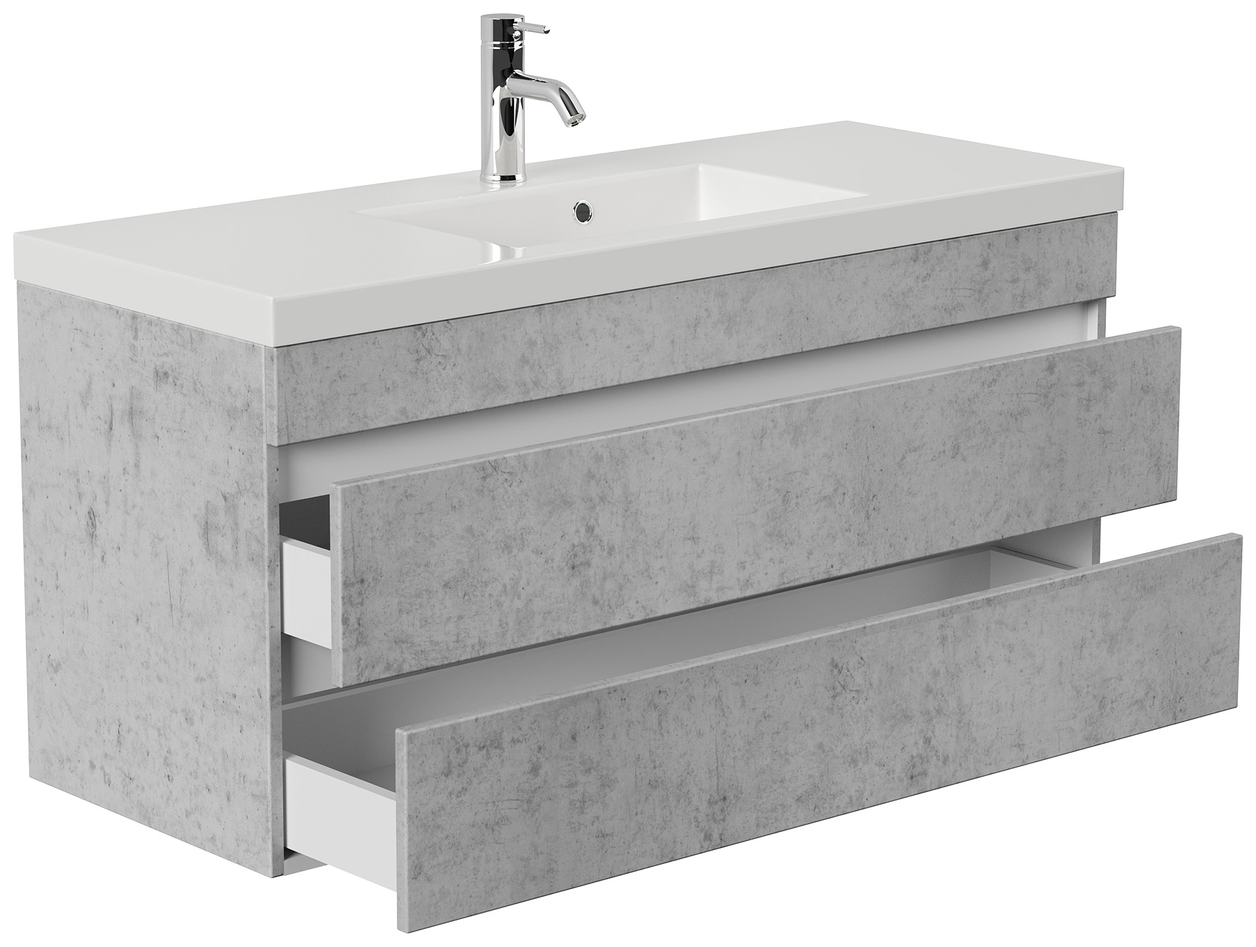 Badmöbel GENEVA 120 SoftClose beton mit grifflosen Schubladen