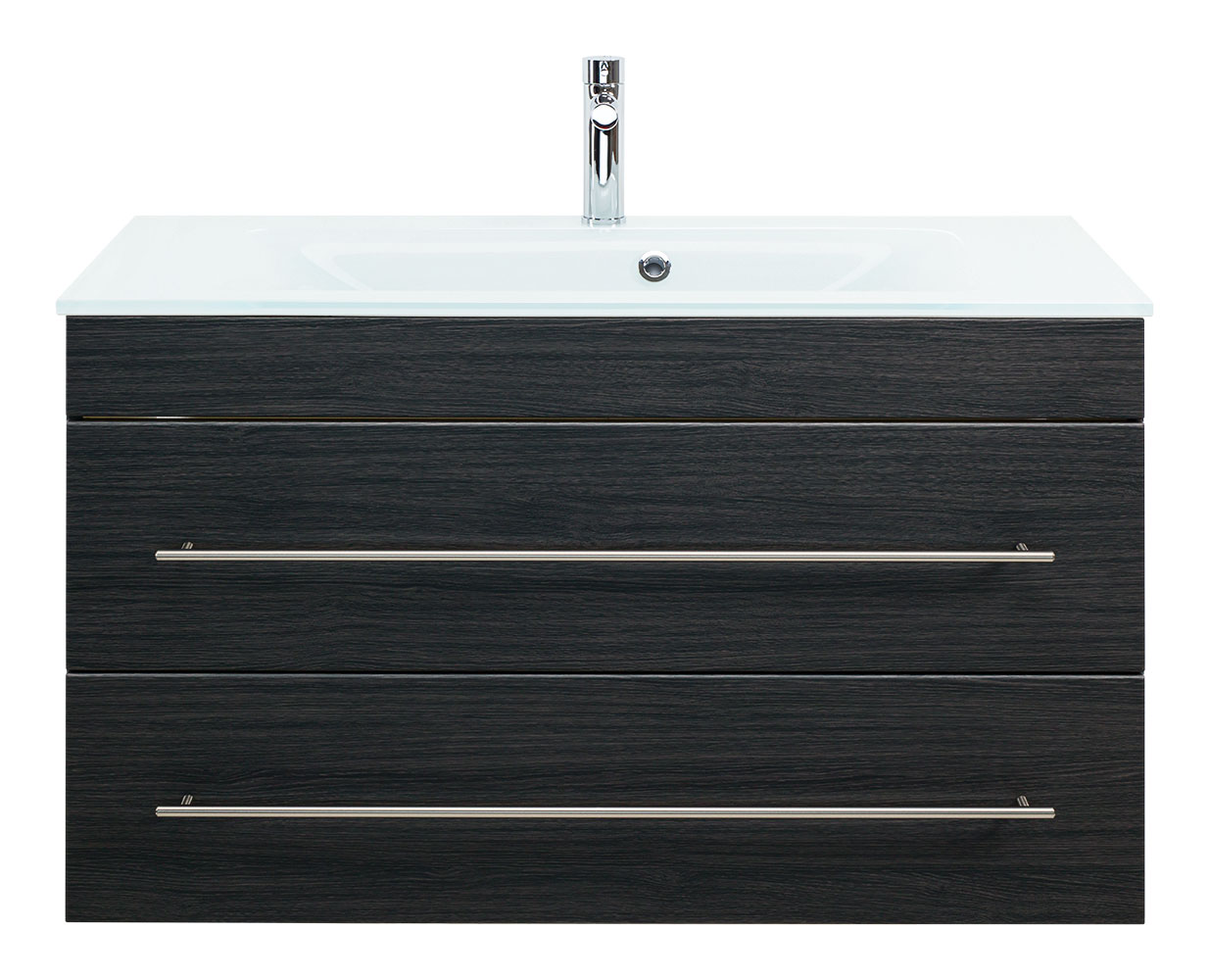Badmöbel Vitro 1000 mit Glaswaschbecken SoftClose anthrazit gemasert