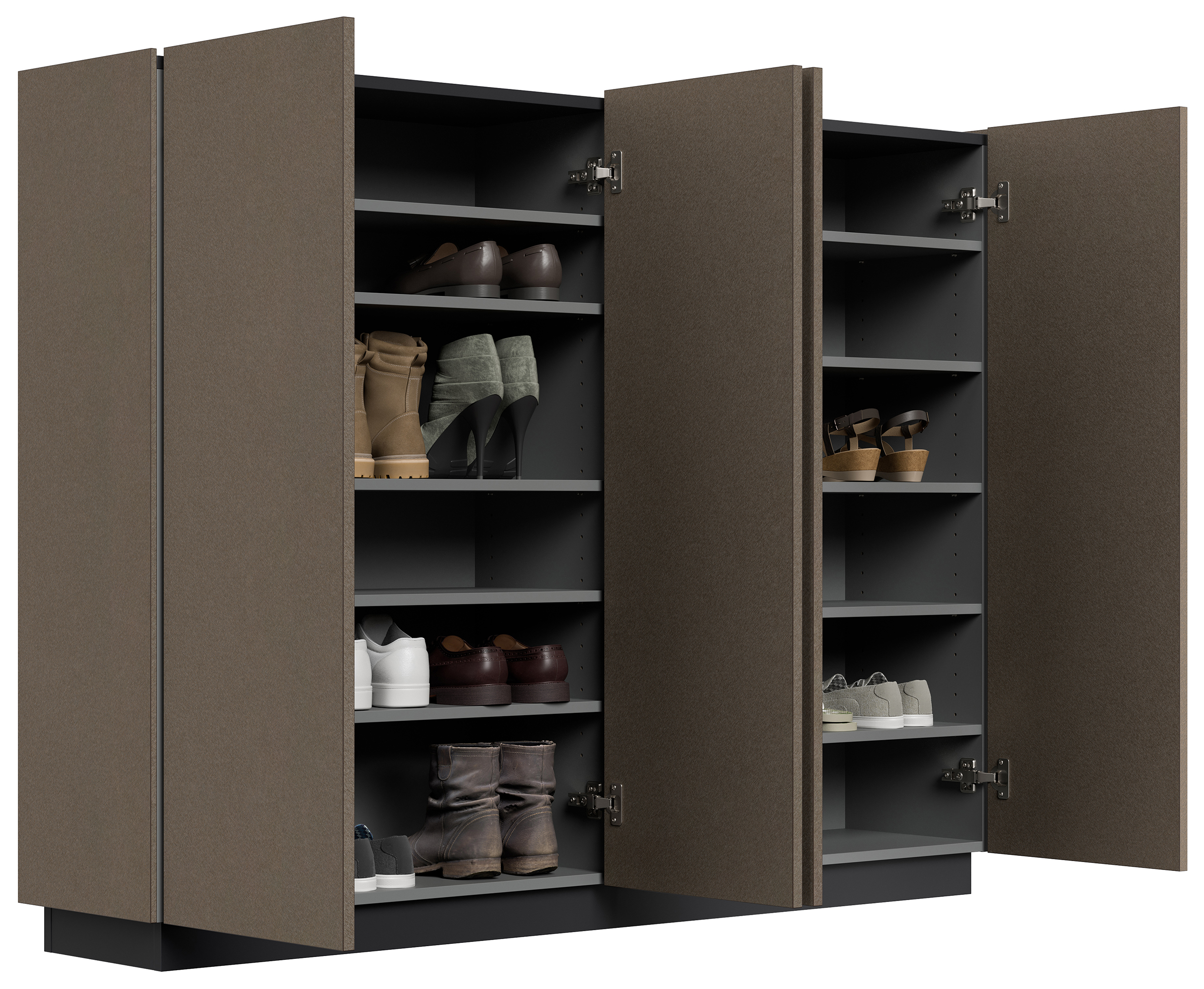 Raumwunder Schuhschrank Alius-XL 4 Türen 36 Paar Asche