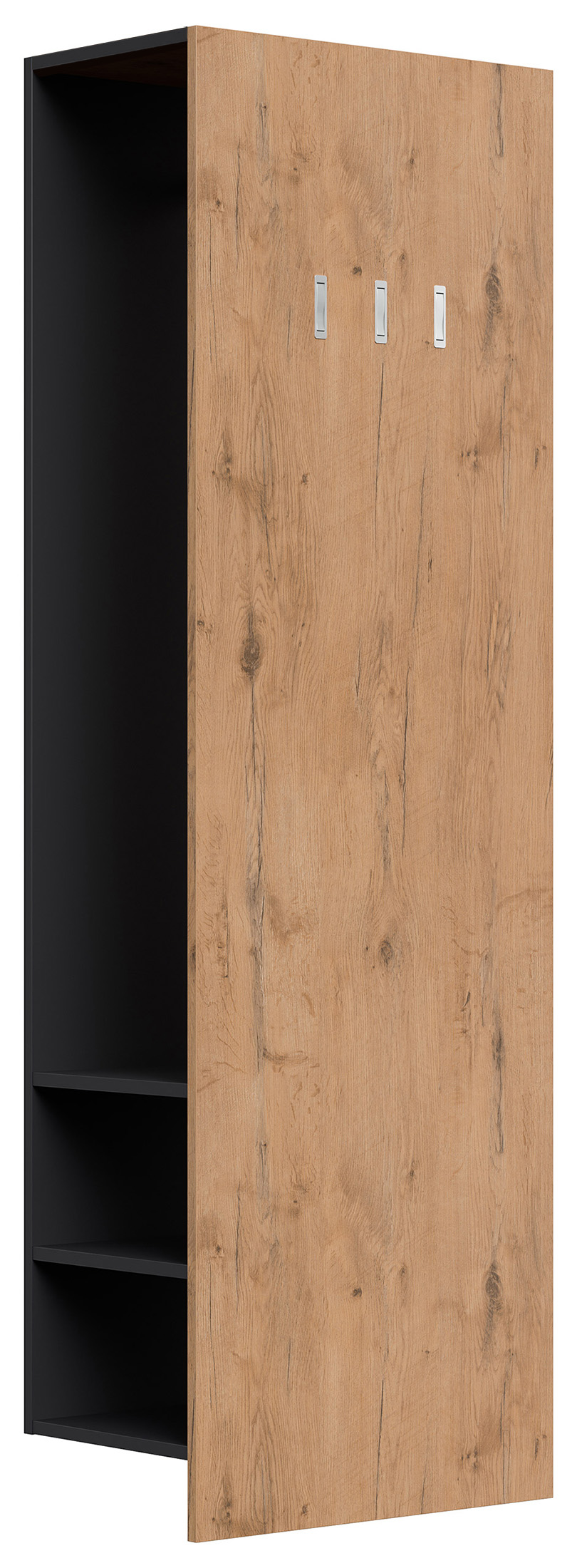 Garderobenpaneel Urban 60/188cm, 3 Haken, Kleiderst., Schuhregal Oak