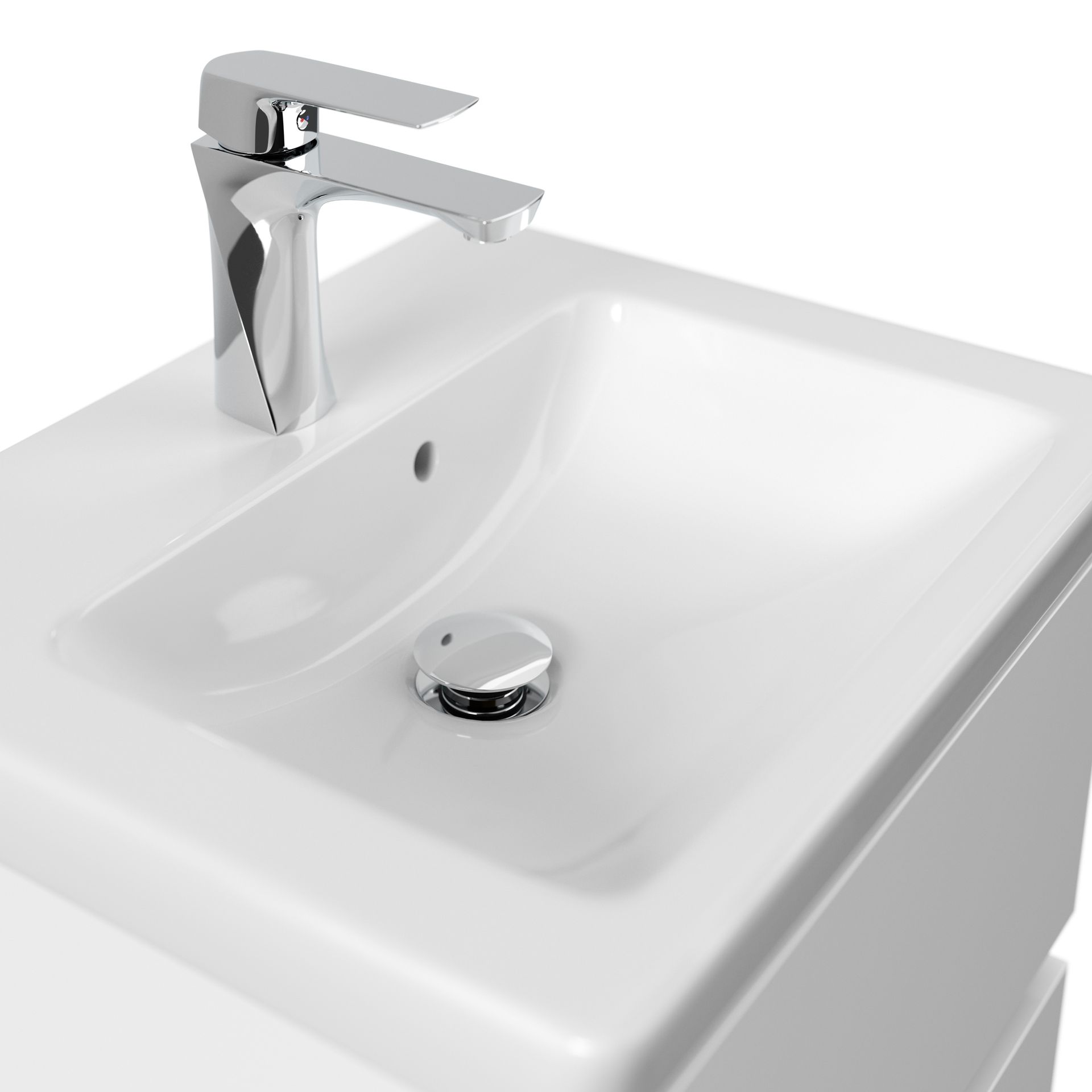 Badmöbel mit Villeroy & Boch Subway 2.0 Waschbecken 50 cm weiss hochglanz
