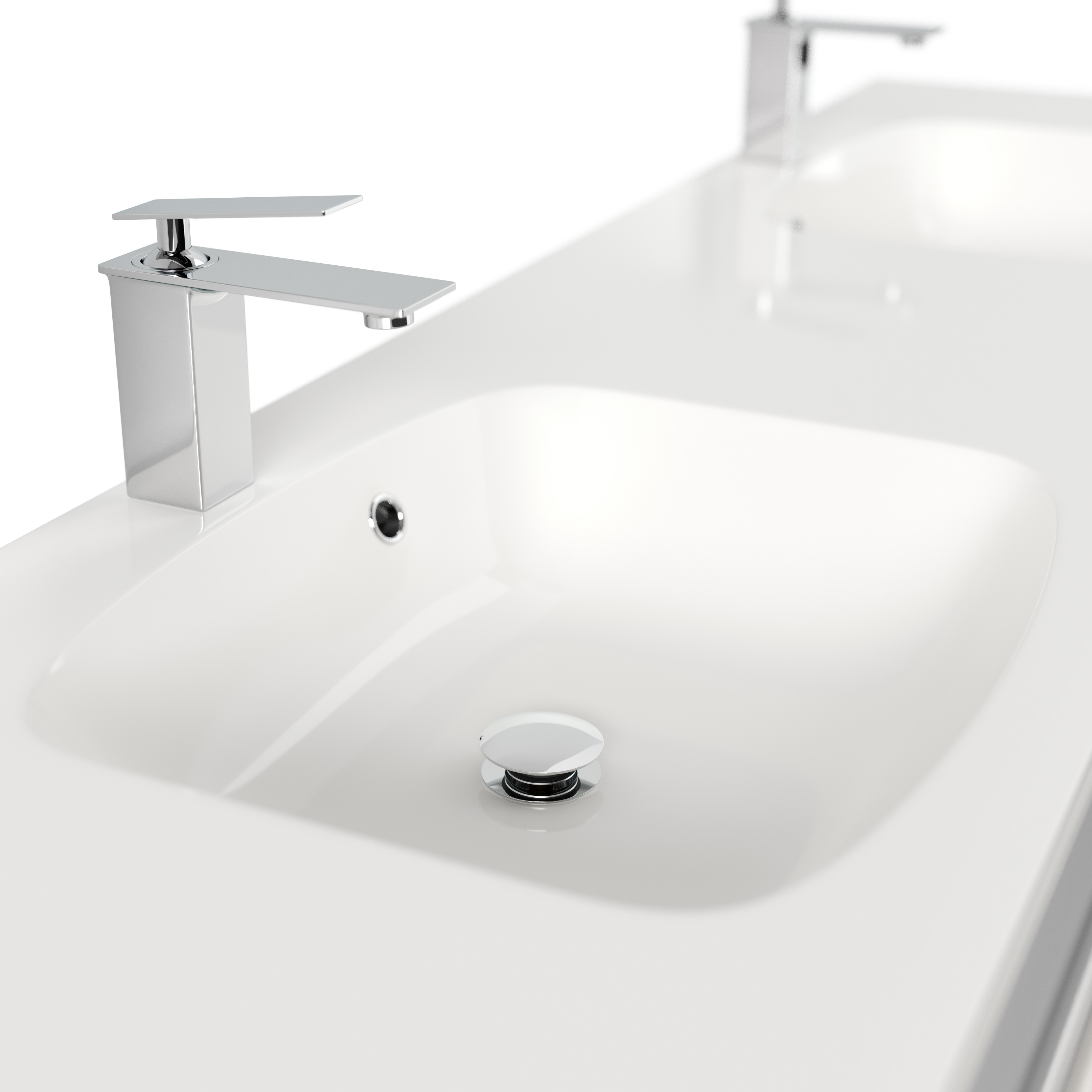 Badmöbelset Colossos180 4-teilig LED Spiegel 2x Hochschrank weiss hochglanz