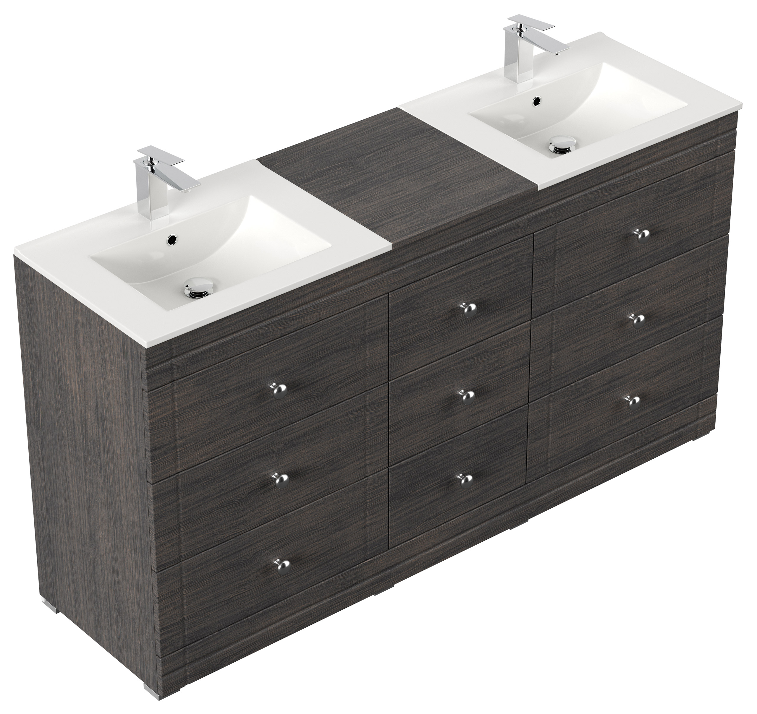 Stand Badmöbel Cosmo Klassik SoftClose anthrazit gemasert