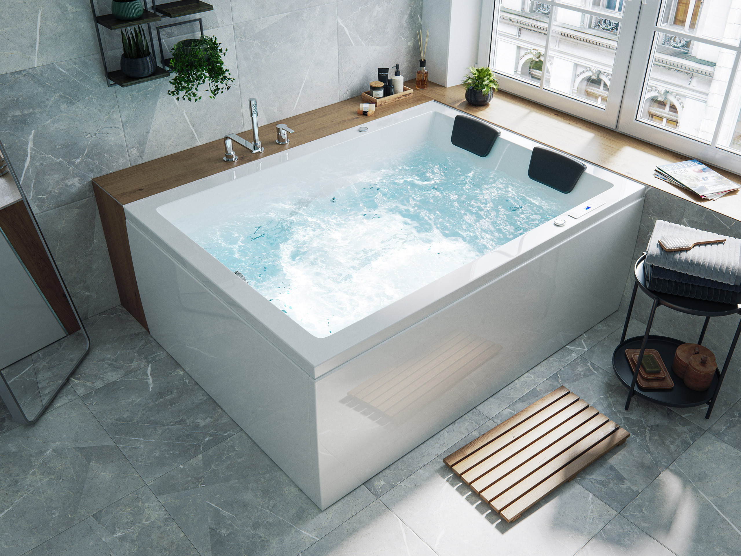 Whirlpool Andalusia 2 Pers. 180x130 rechts Made in Germany 24 Düsen ohne Armatur