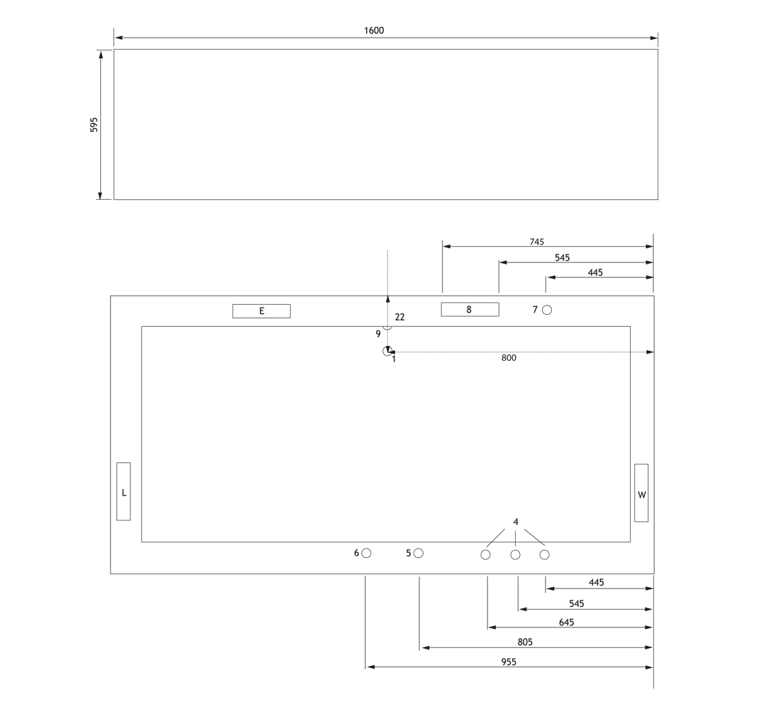 Rechteck Whirlpool Unity 160x75 Made in Germany 22 Massagedüsen ohne Armatur